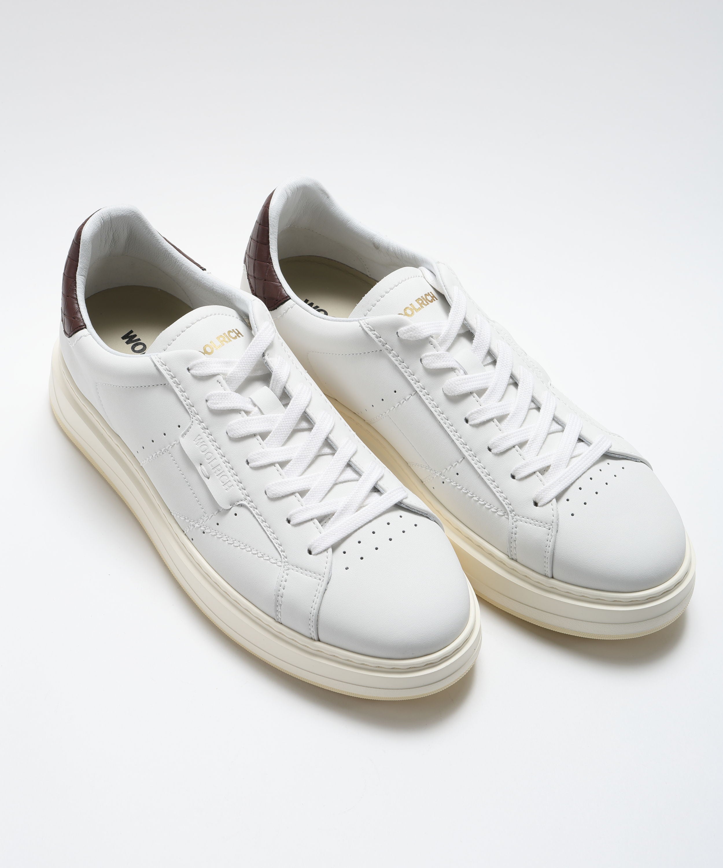 Sneakers WOOLRICH Sneakers Arrow in pelle di vitello Bianco/testa di moro | WOOLRICH