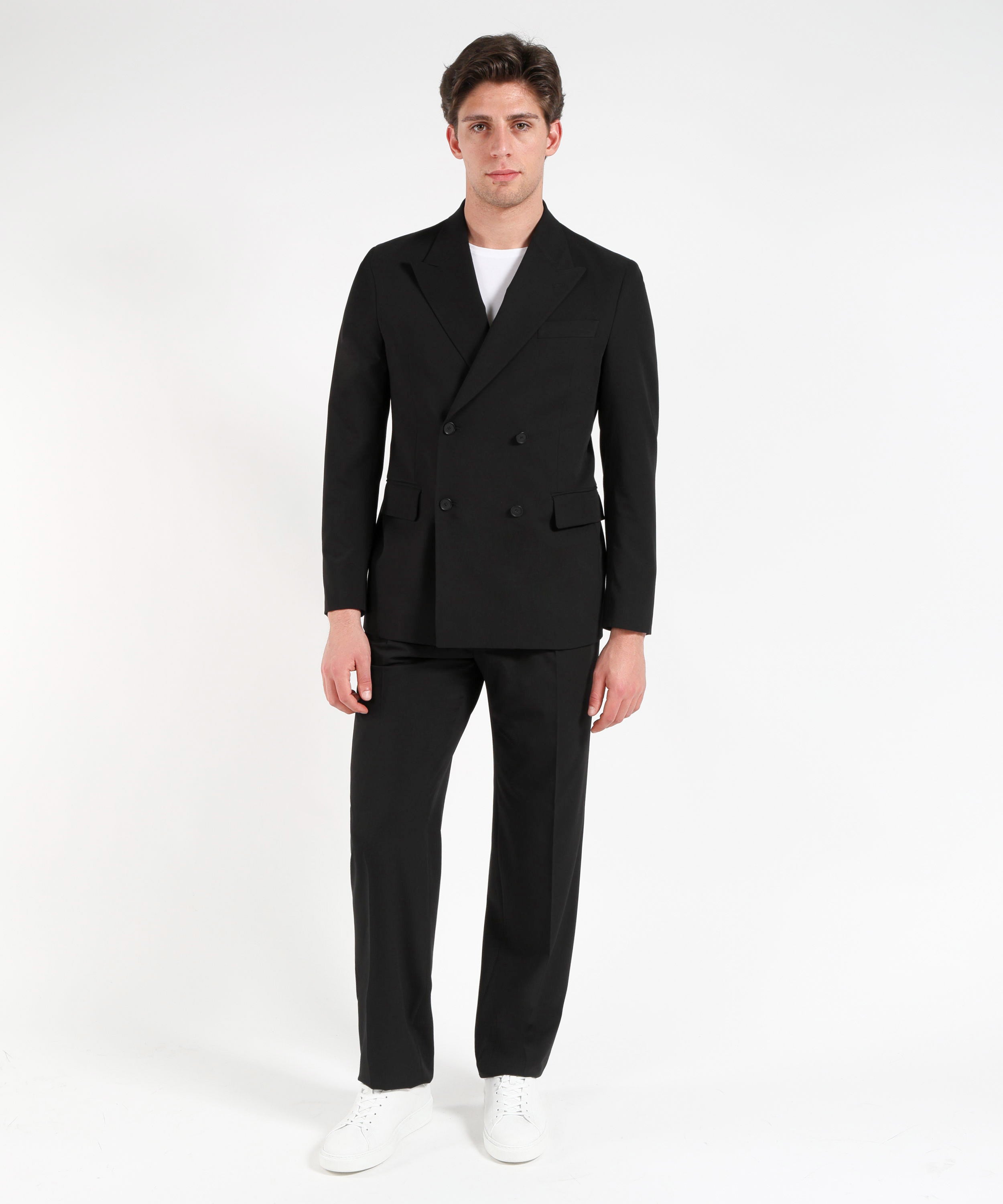 Dresses & Suits MANUEL RITZ Men’s double-breasted suit – oversized style, Mood line Nero | MANUEL RITZ
