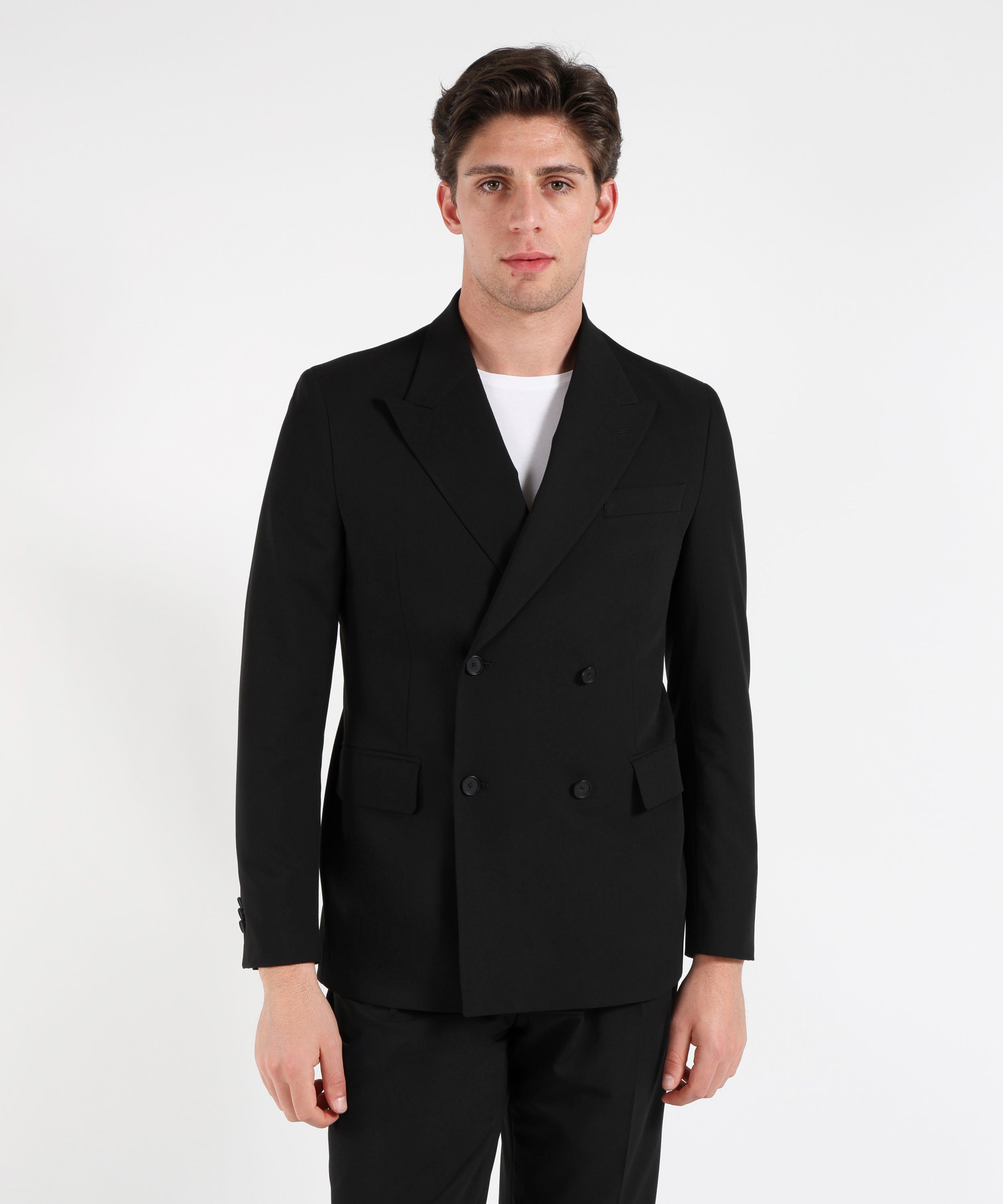 Dresses & Suits MANUEL RITZ Men’s double-breasted suit – oversized style, Mood line Nero | MANUEL RITZ