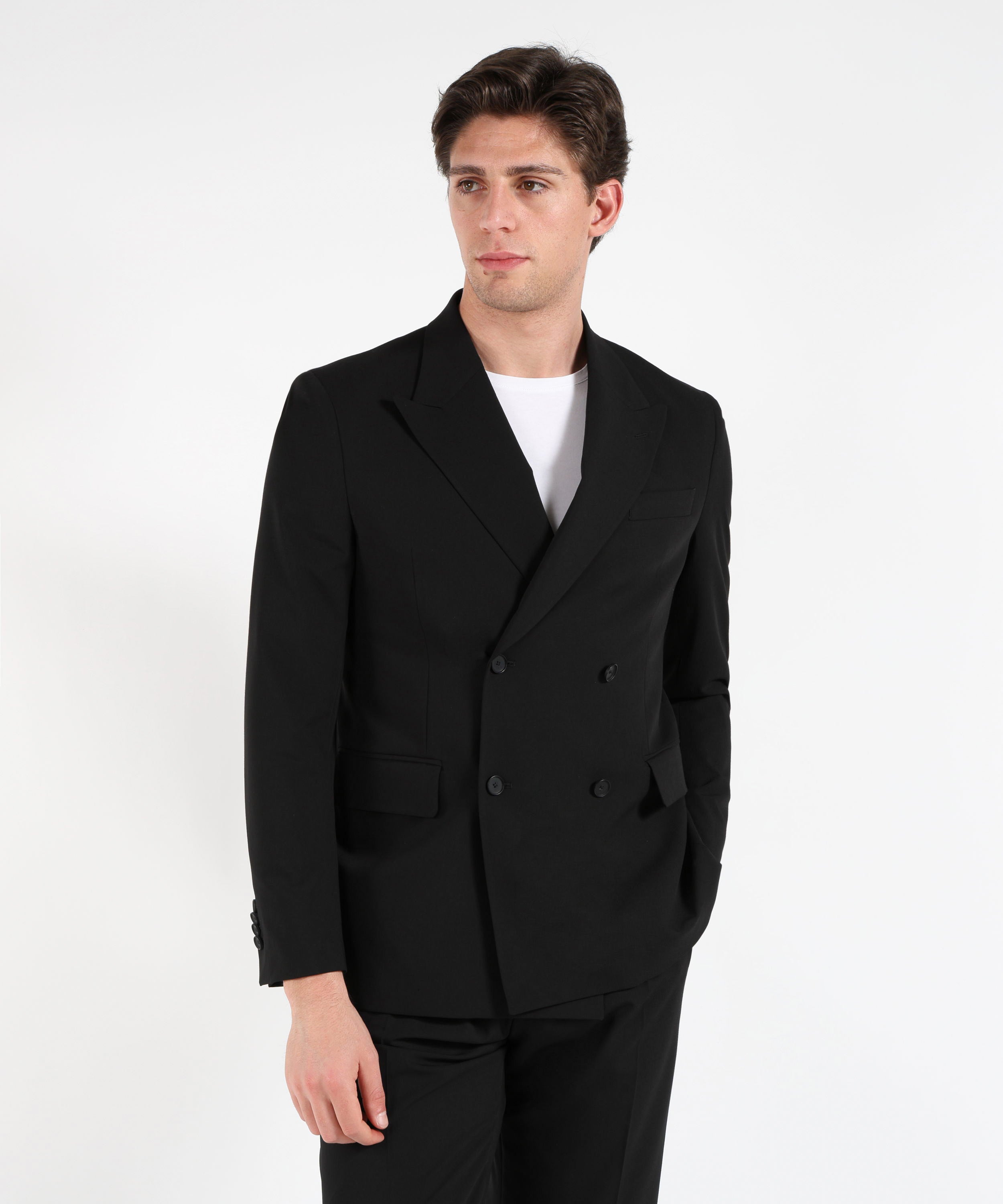 Dresses & Suits MANUEL RITZ Men’s double-breasted suit – oversized style, Mood line Nero | MANUEL RITZ