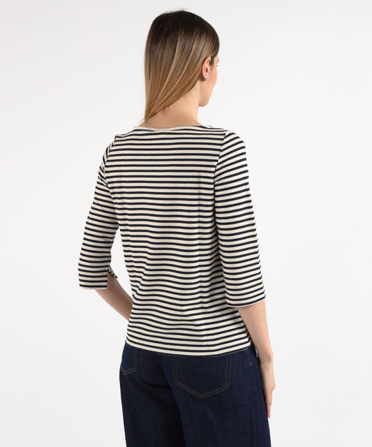 T-shirt PENNYBLACK Marinière in jersey piqué Riga azzurra | PENNYBLACK