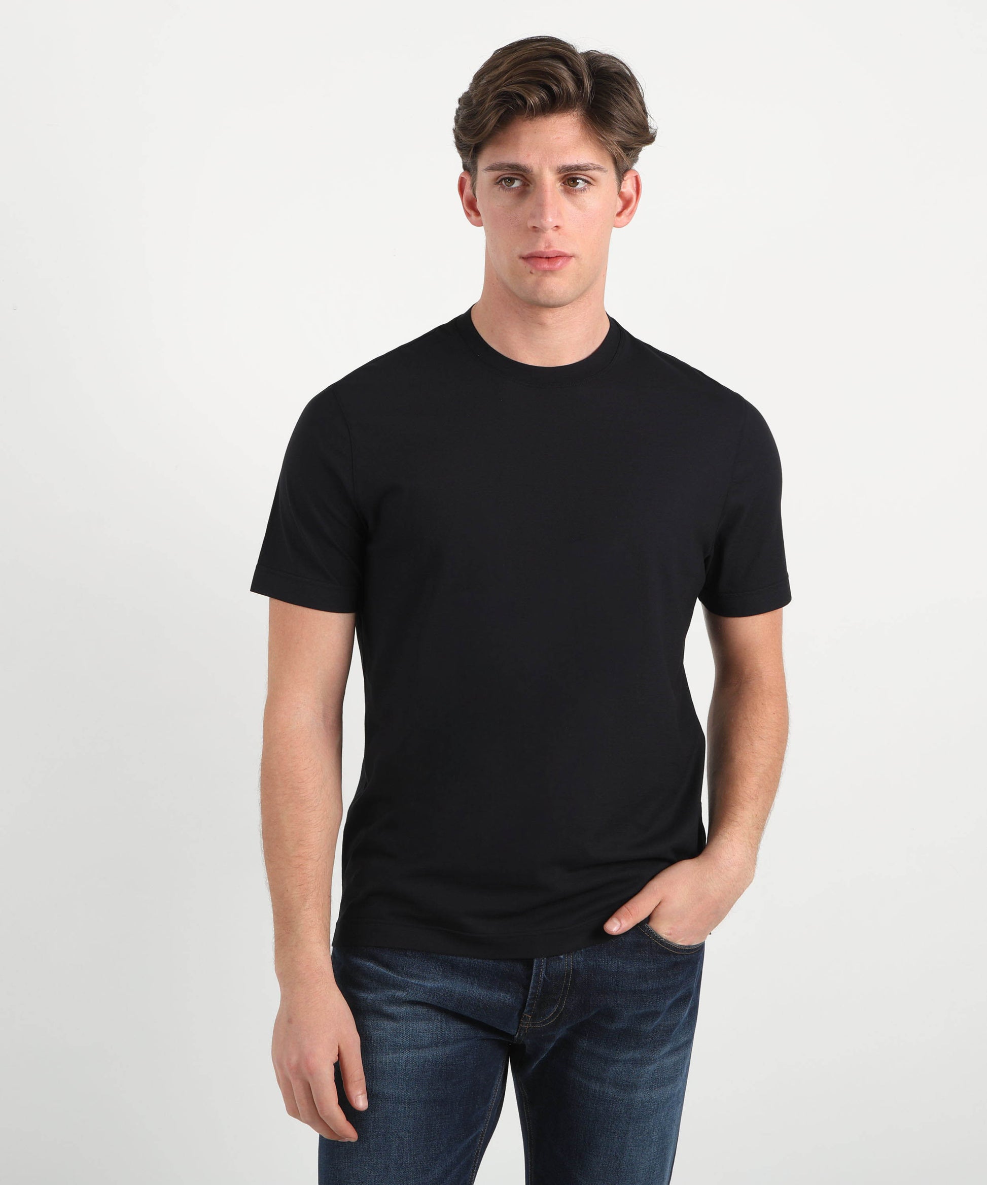 T-shirt FILIPPO DE LAURENTIIS T-shirt manica corta in crepe cotton Navy | FILIPPO DE LAURENTIIS