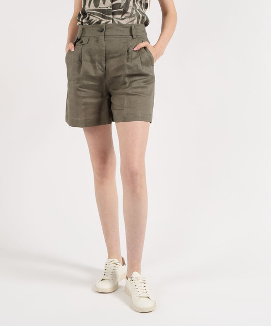 Pantaloni PENNYBLACK Shorts in puro lino Kaki | PENNYBLACK