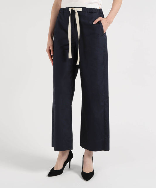 Pantaloni 'S MAX MARA Pantalone coulisse in cotone argento Blu notte | 'S MAX MARA