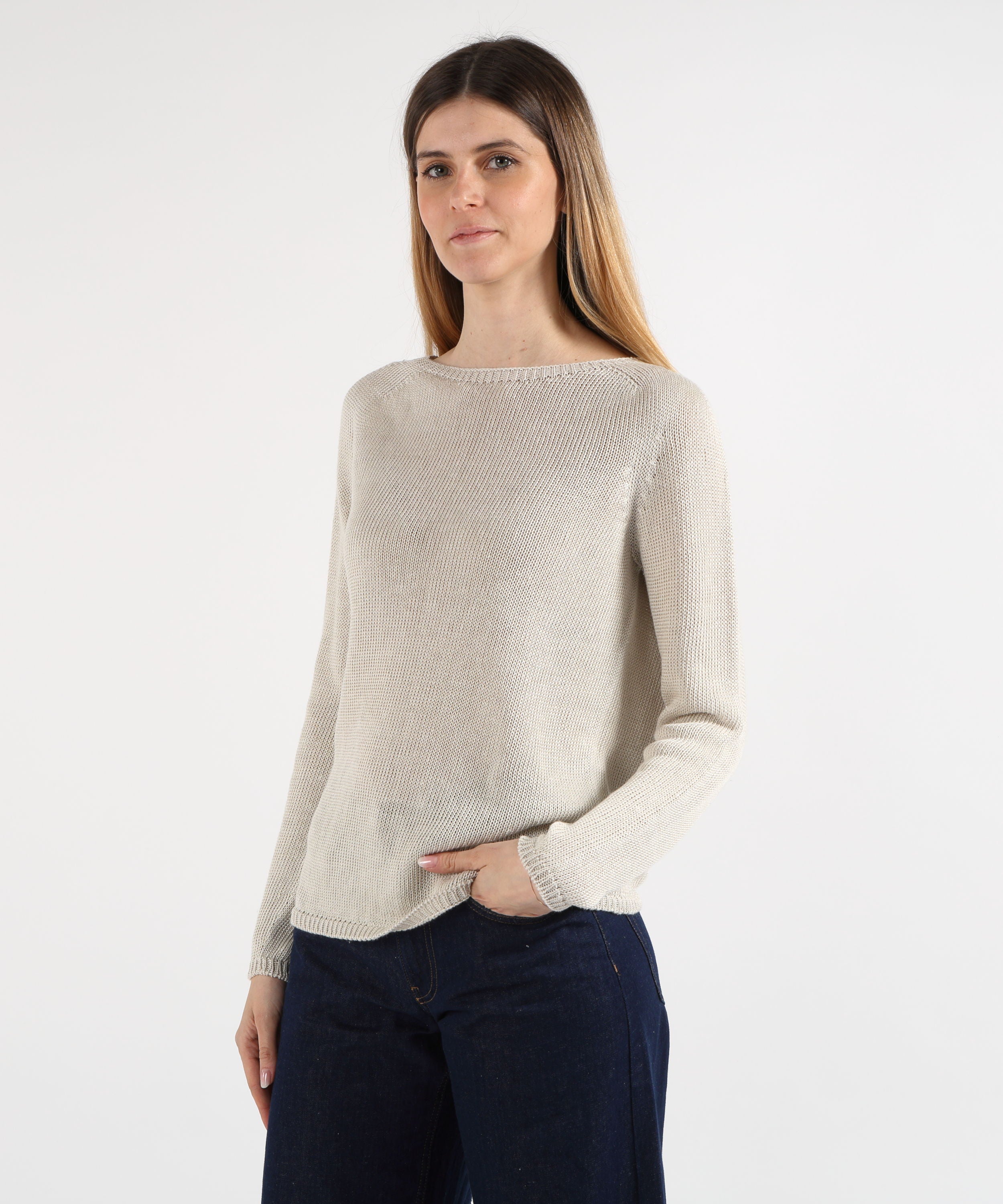 Maglie 'S MAX MARA Giolino maglia basic in filato di lino Avorio | 'S MAX MARA