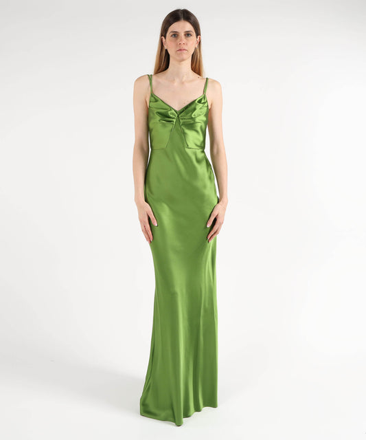 Abiti ELISABETTA FRANCHI Abito Red Carpet in raso Aloe | ELISABETTA FRANCHI