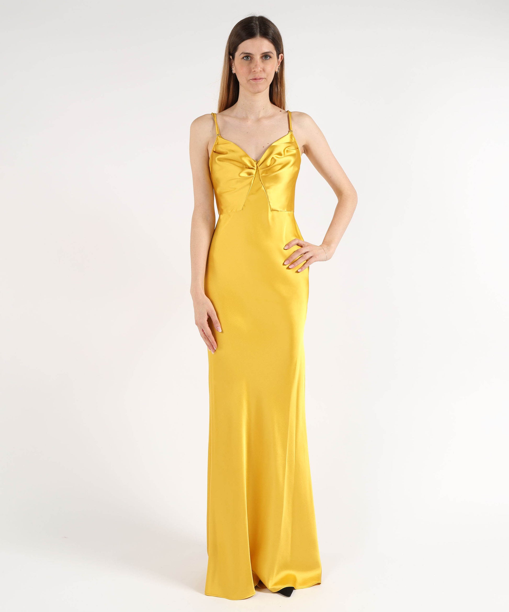 Dresses &amp; Suits ELISABETTA FRANCHI Red Carpet satin dress Giallo | ELISABETTA FRANCHI