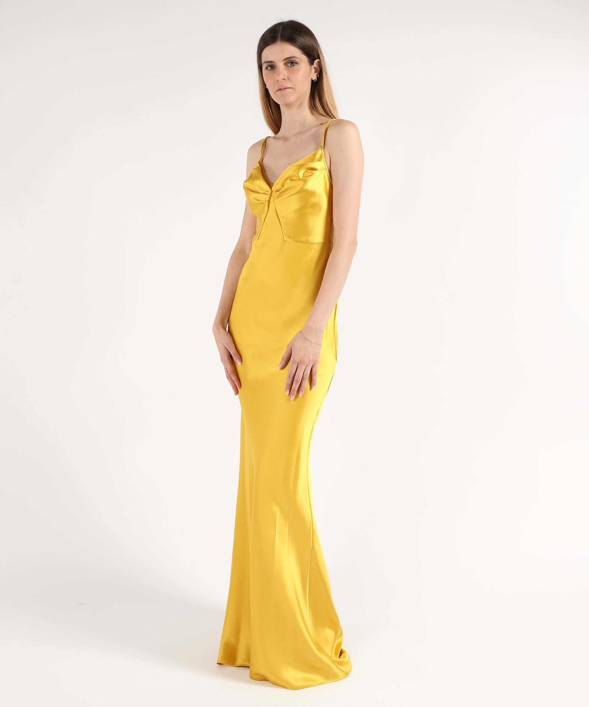 Dresses &amp; Suits ELISABETTA FRANCHI Red Carpet satin dress Giallo | ELISABETTA FRANCHI