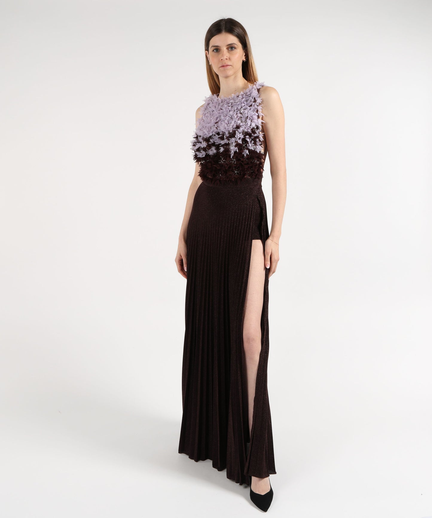 ELISABETTA FRANCHI Abito Red Carpet in tulle e jersey lurex