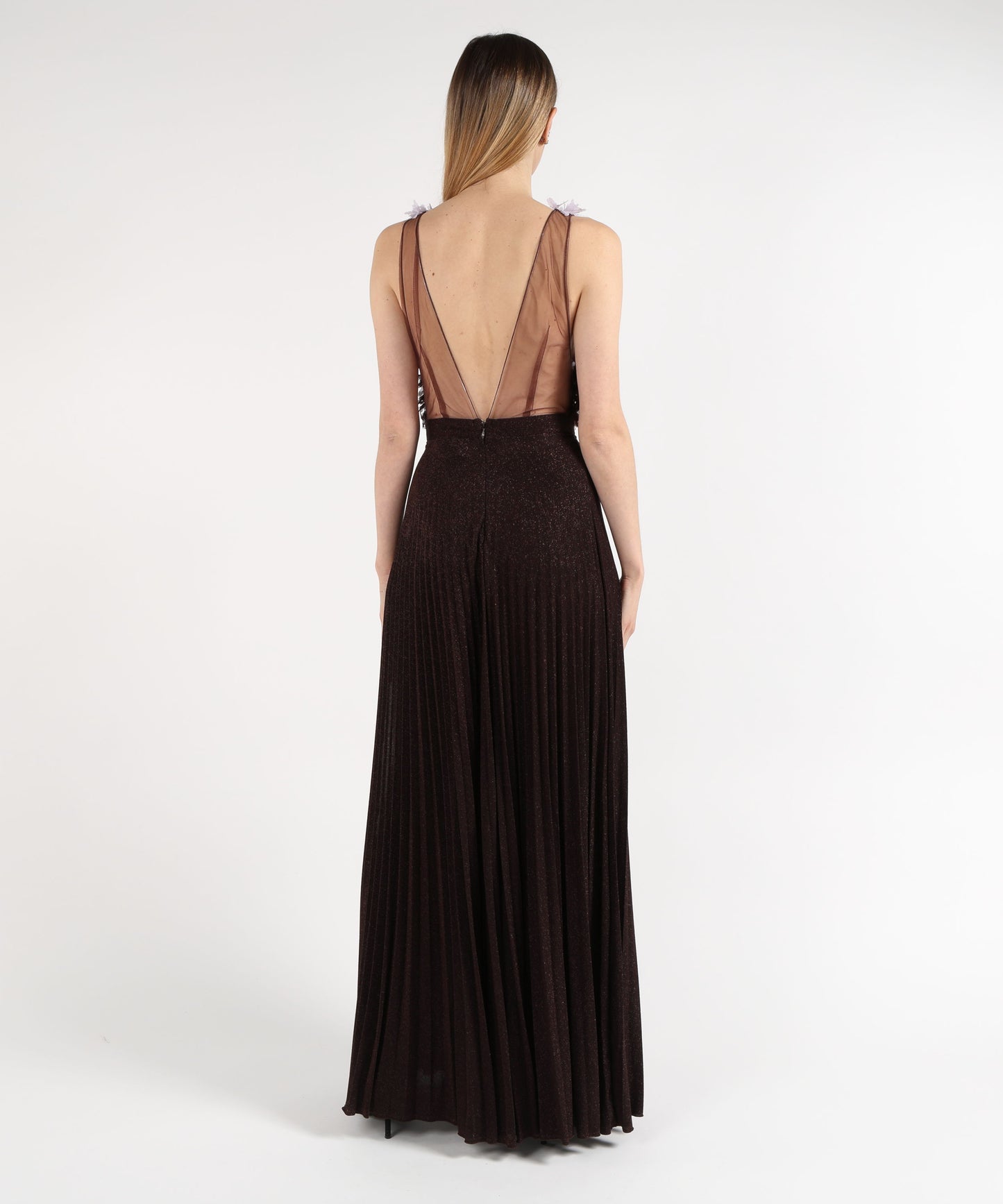 ELISABETTA FRANCHI Abito Red Carpet in tulle e jersey lurex