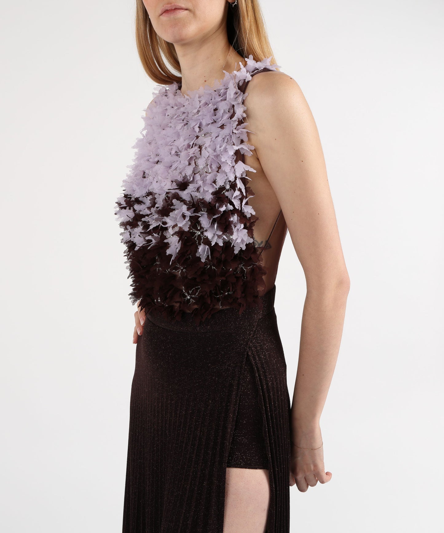 ELISABETTA FRANCHI Abito Red Carpet in tulle e jersey lurex