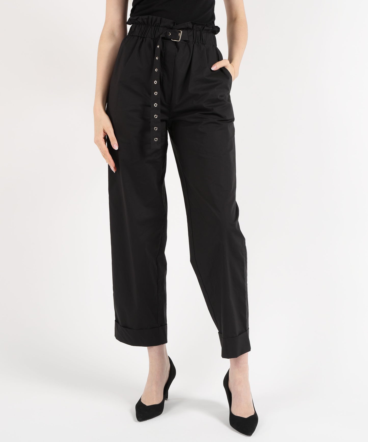 LIUJO BLACK Pantaloni a vita alta