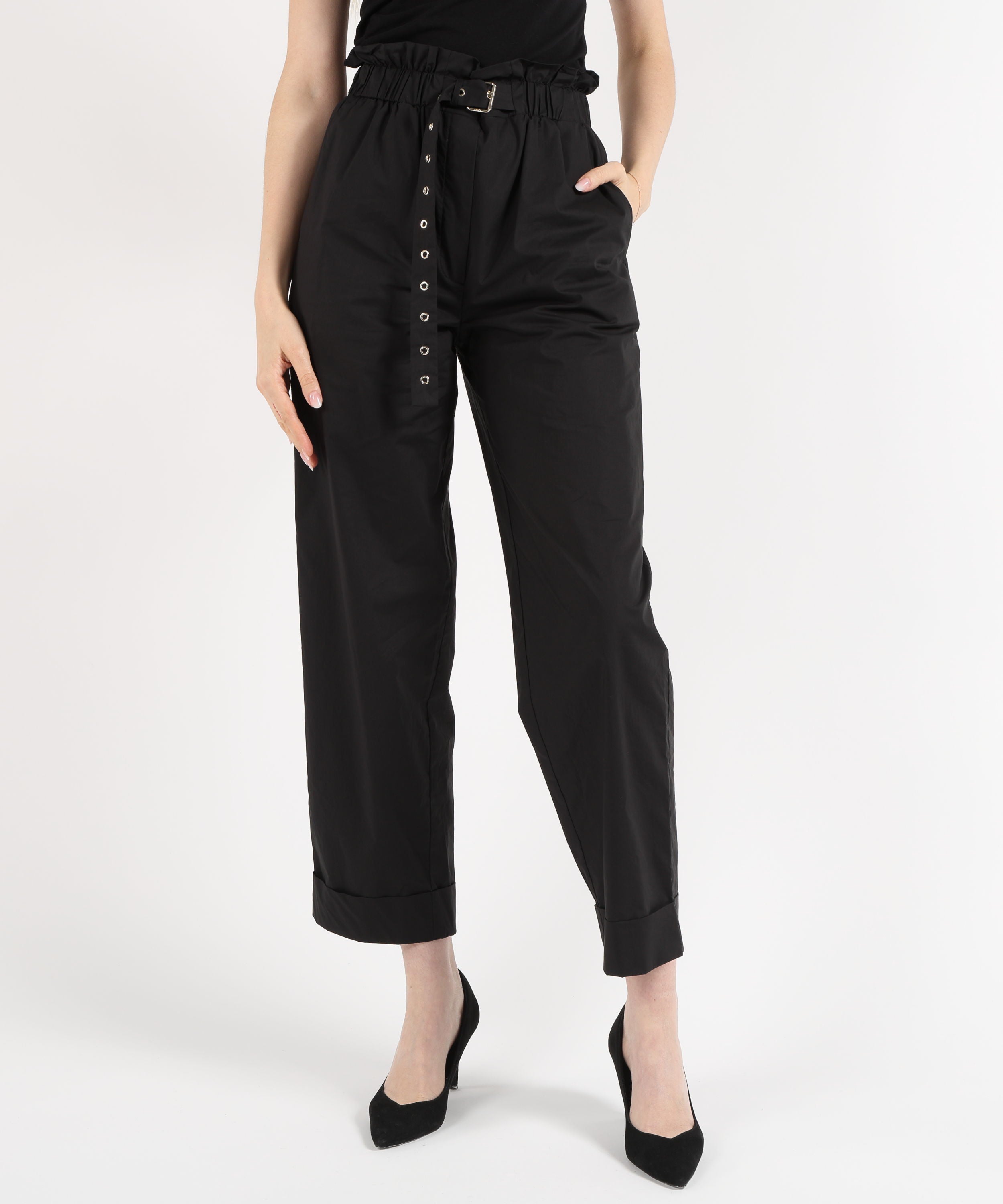 Pantaloni LIUJO BLACK Pantaloni a vita alta Nero | LIUJO BLACK