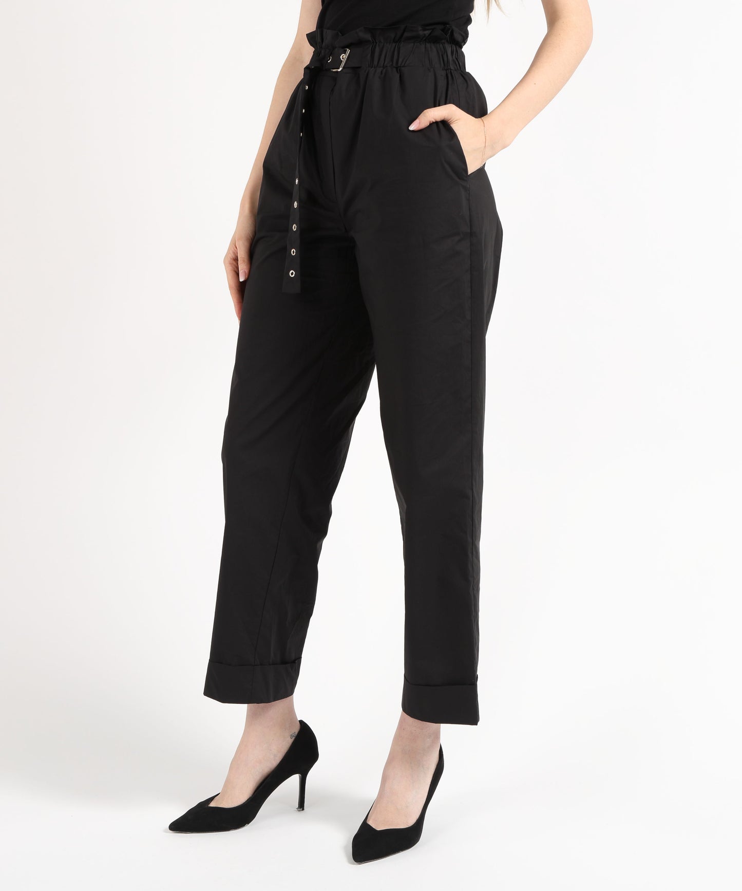 LIUJO BLACK Pantaloni a vita alta
