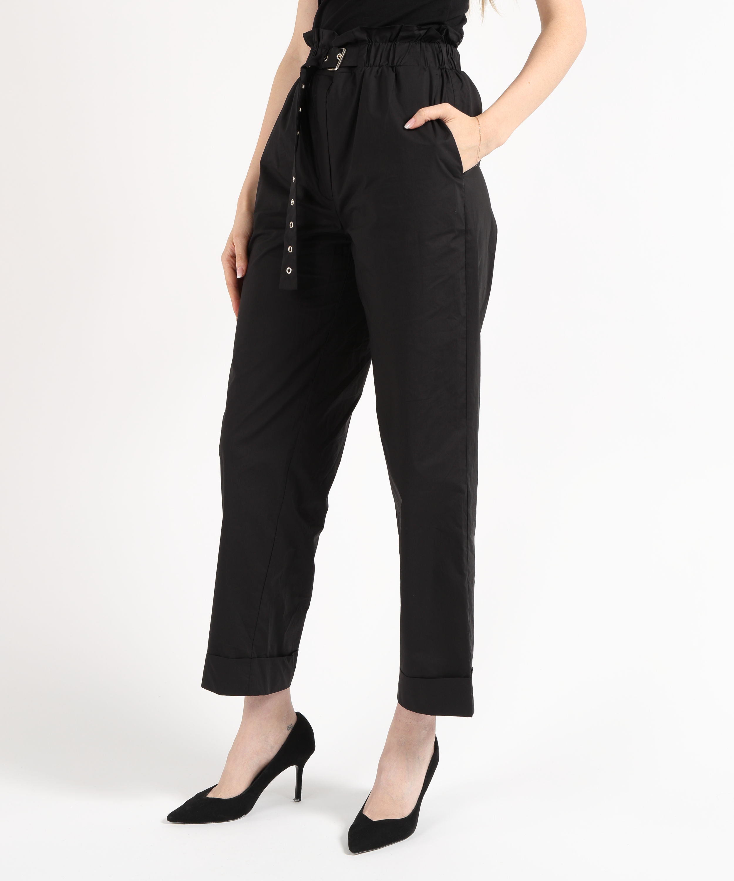 Pantaloni LIUJO BLACK Pantaloni a vita alta Nero | LIUJO BLACK