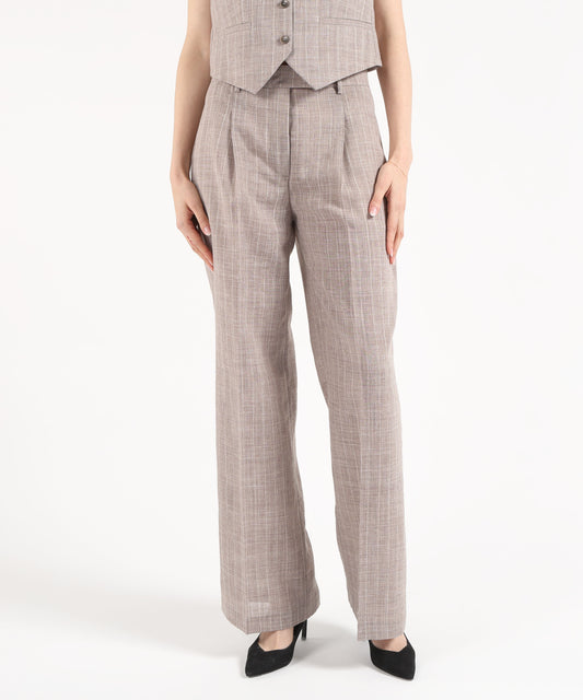 Trousers SEVENTY Long melange pinstripe trousers Tortora | SEVENTY