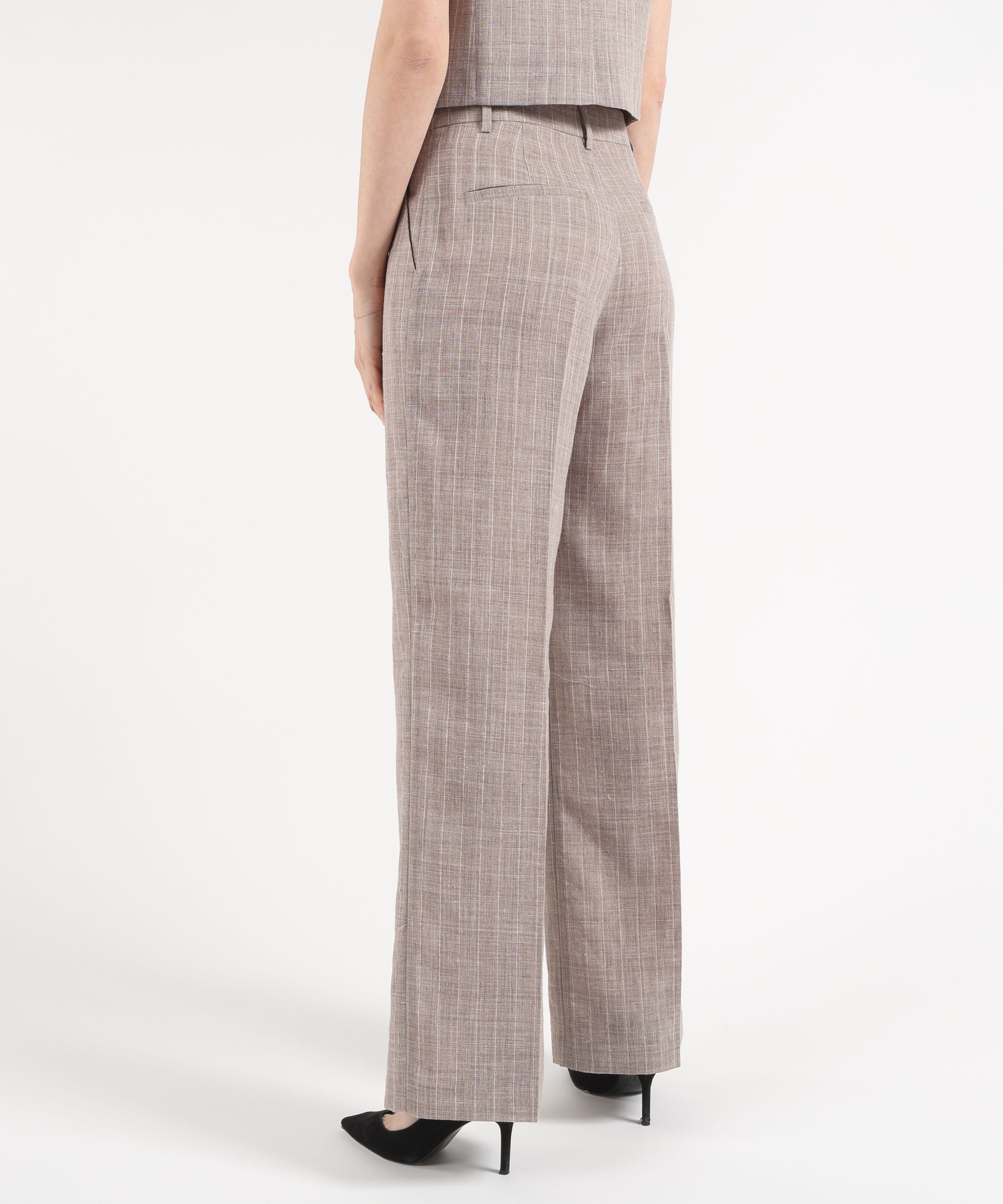 Trousers SEVENTY Long melange pinstripe trousers Tortora | SEVENTY