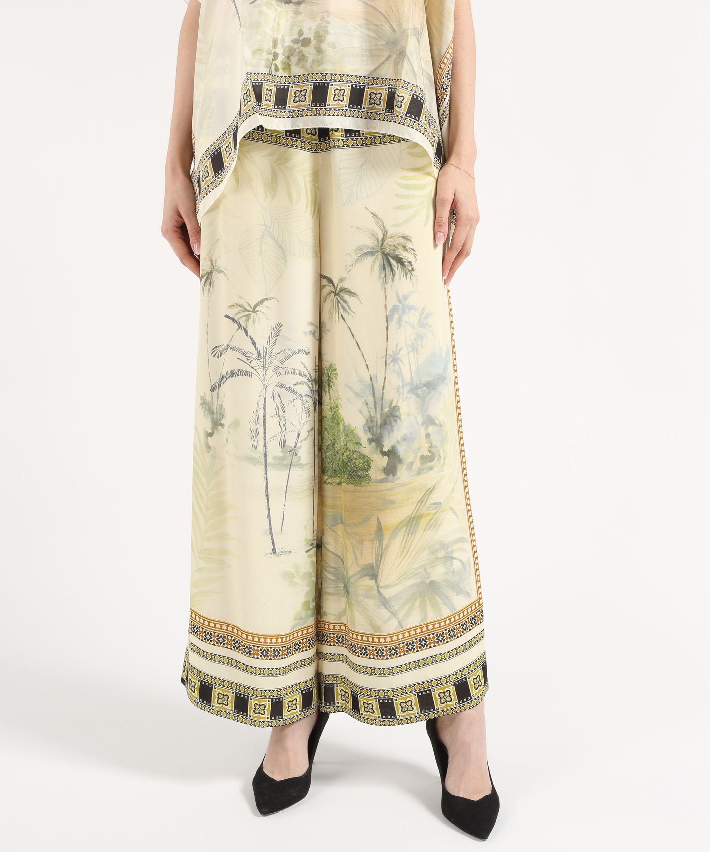 SEVENTY Pantalone elasticato in voile di viscosa stampato