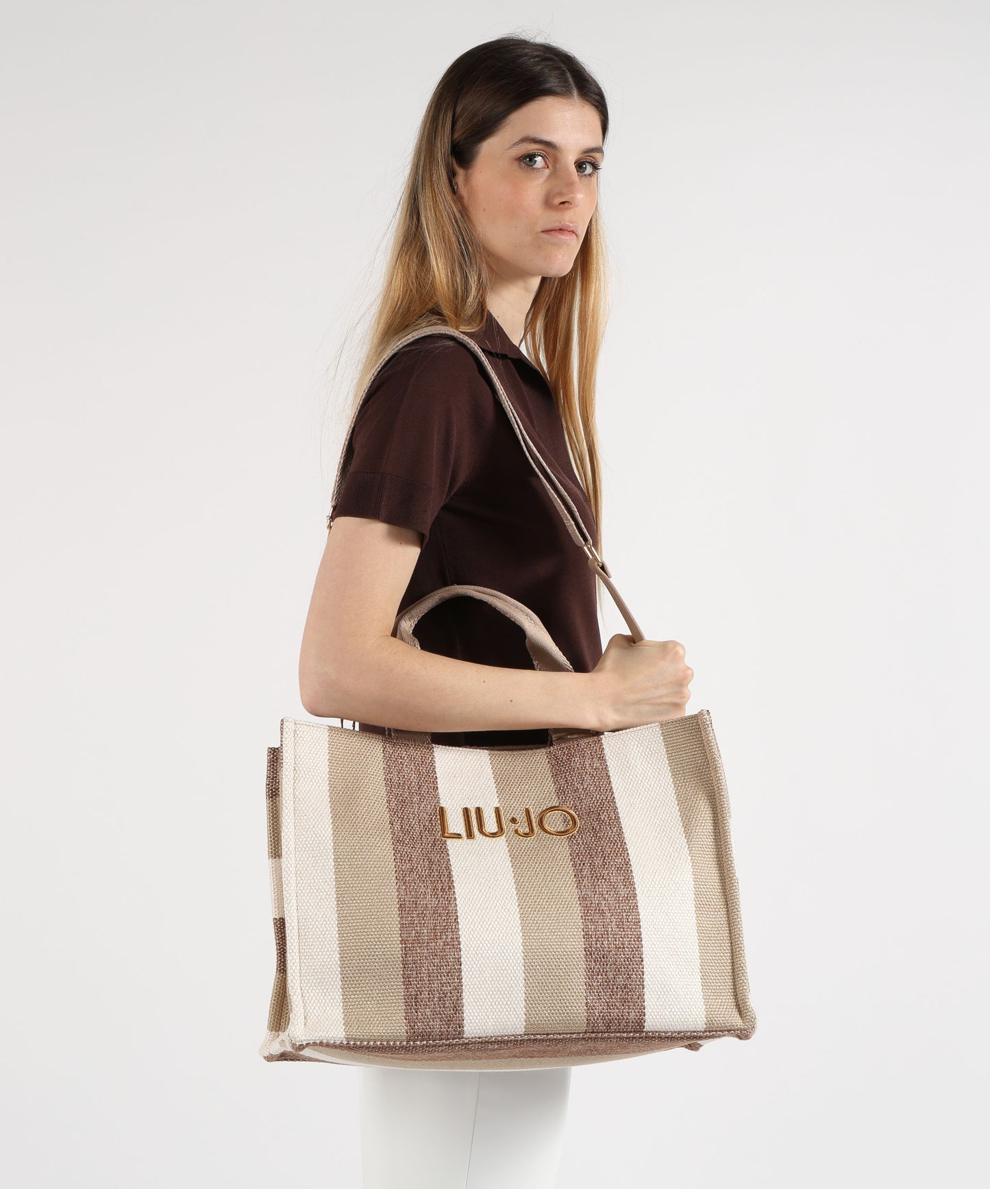 LIUJO SOFT Tote bag grande a righe