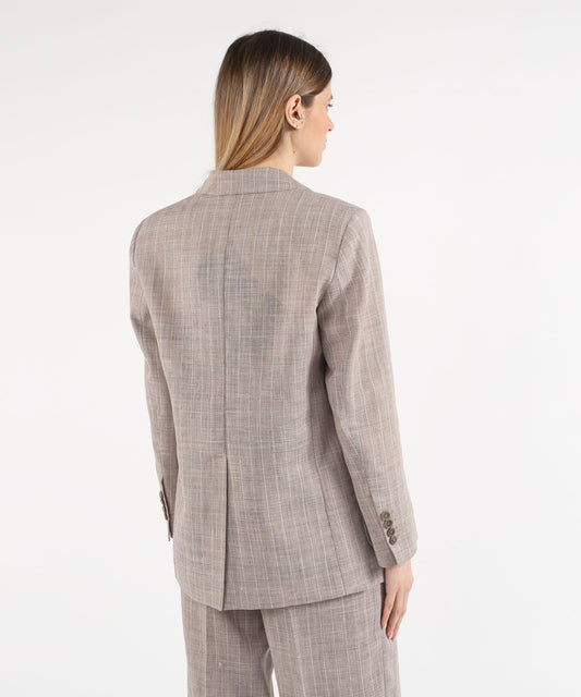 Giacche SEVENTY Giacca monopetto in lino Tortora | SEVENTY