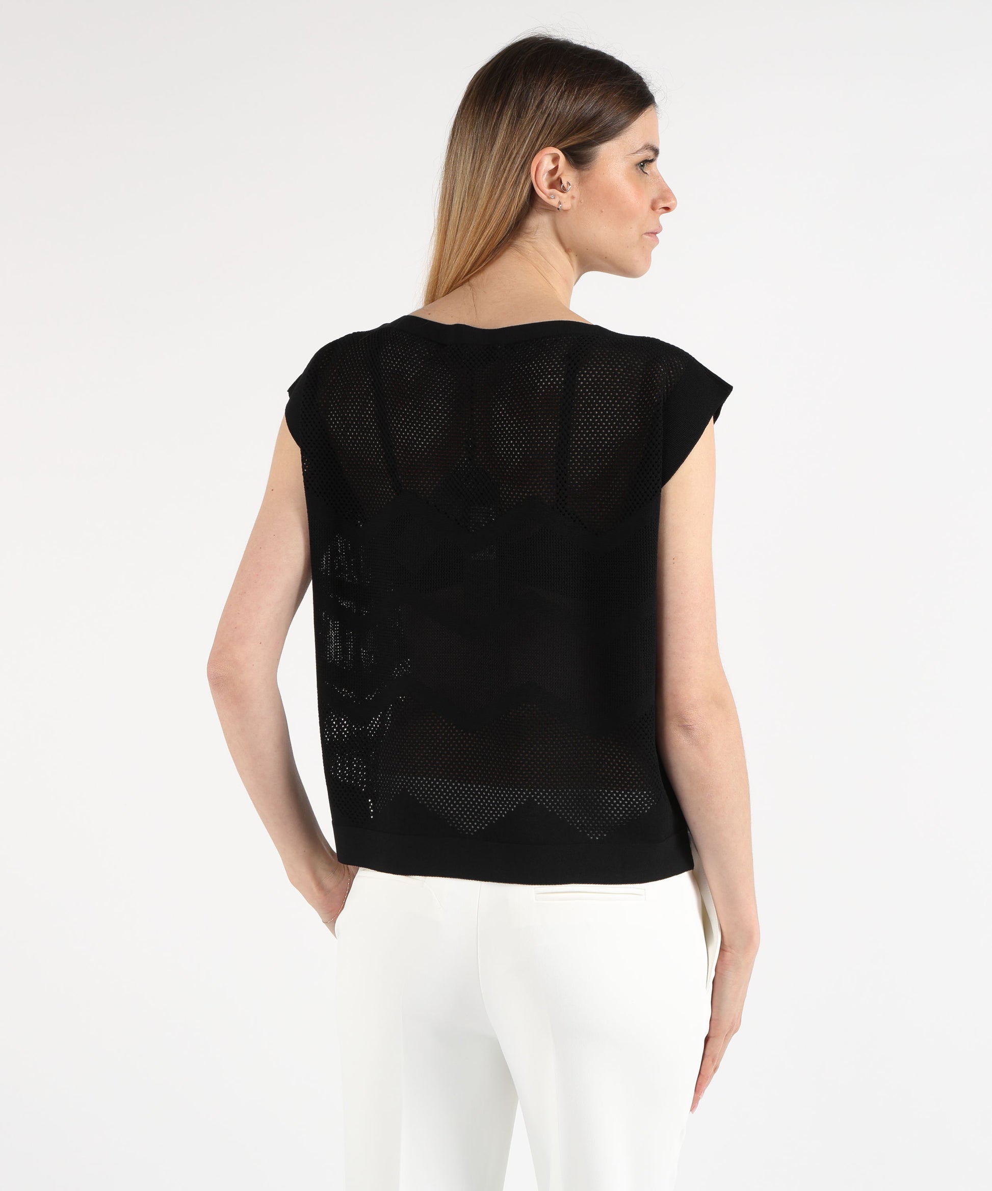 Knitwear D.EXTERIOR Perforated-Effect Top Nero | D.EXTERIOR