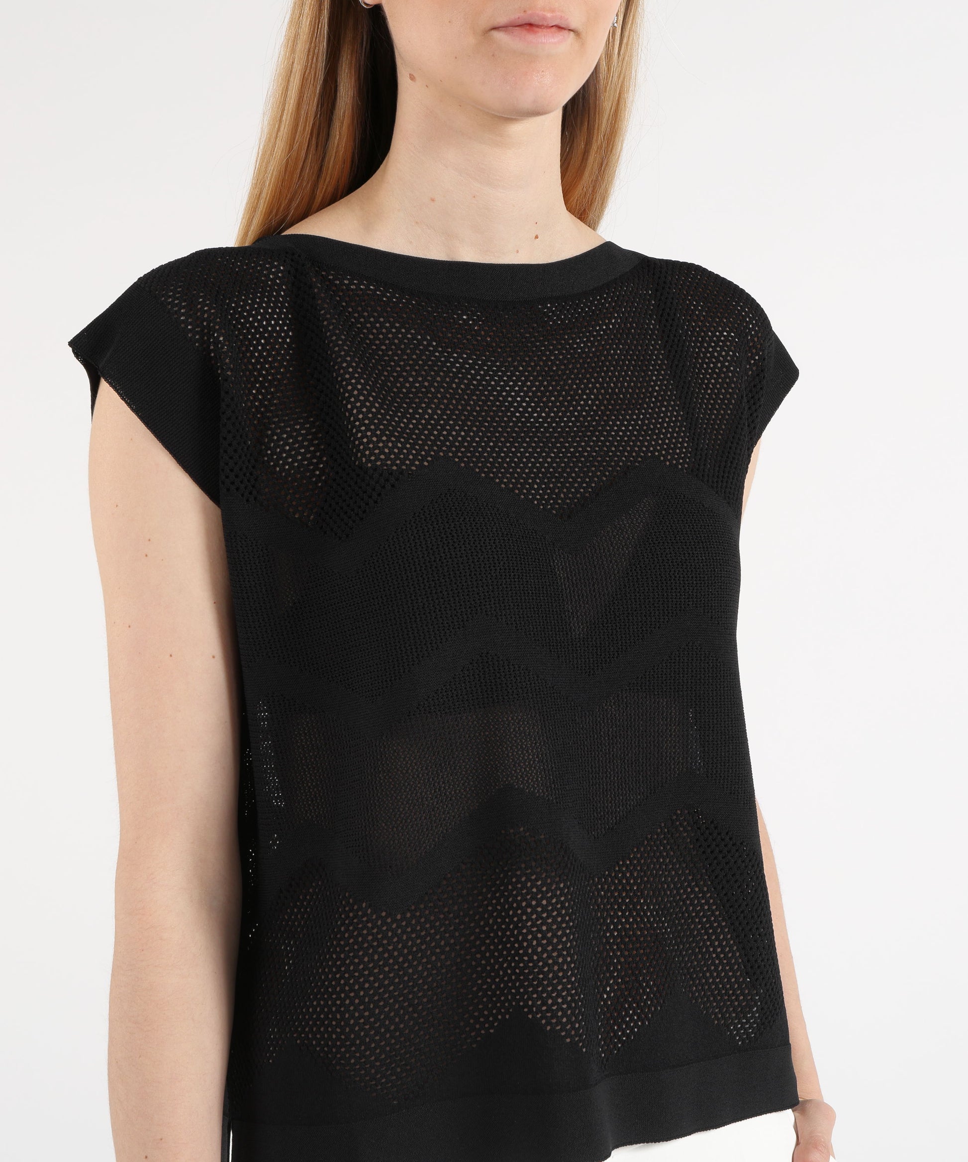 Knitwear D.EXTERIOR Perforated-Effect Top Nero | D.EXTERIOR