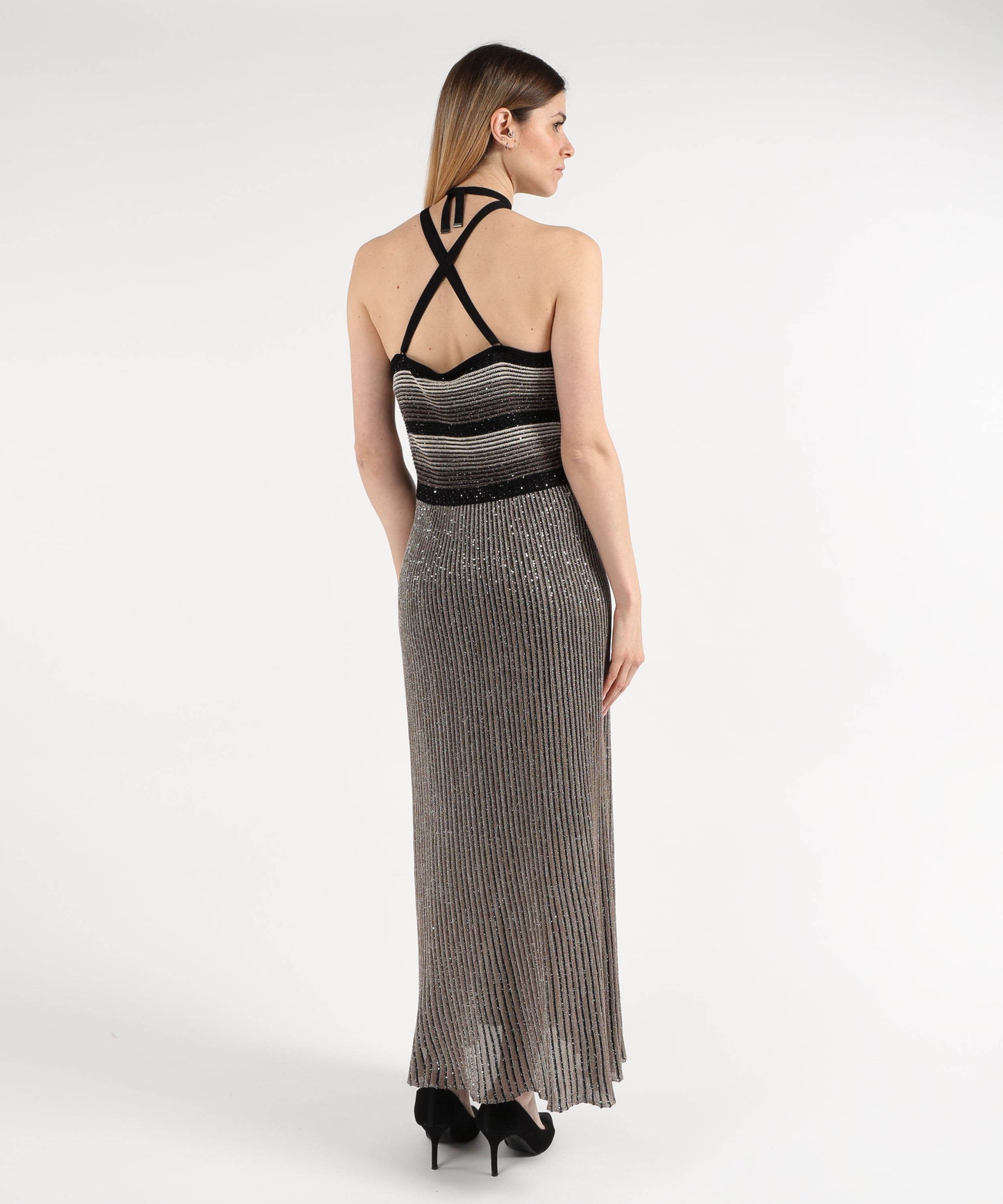 D.EXTERIOR Ribbed Sequin Long Dress