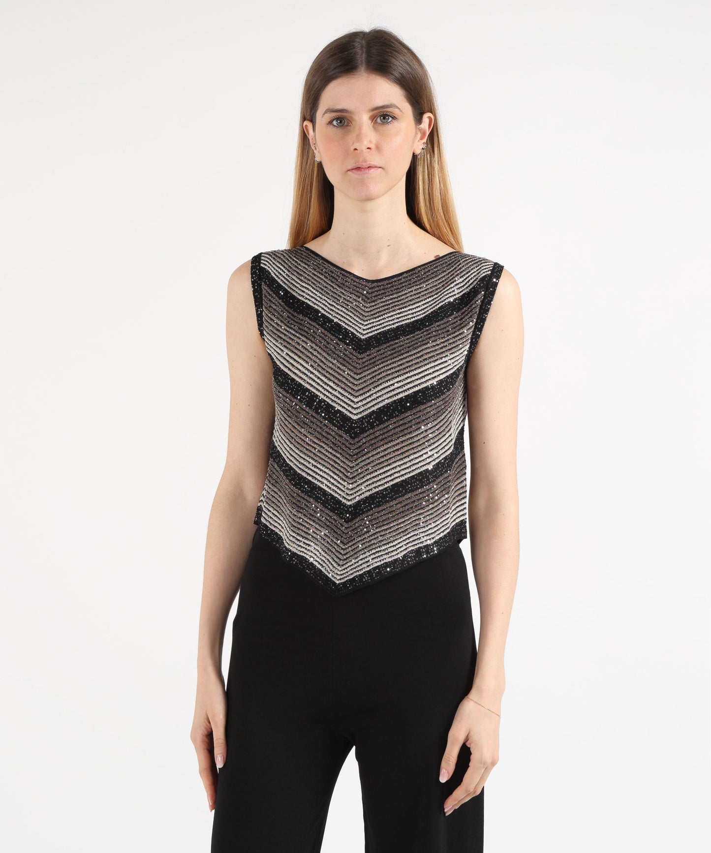 D.EXTERIOR Ribbed Sequin Crop Top