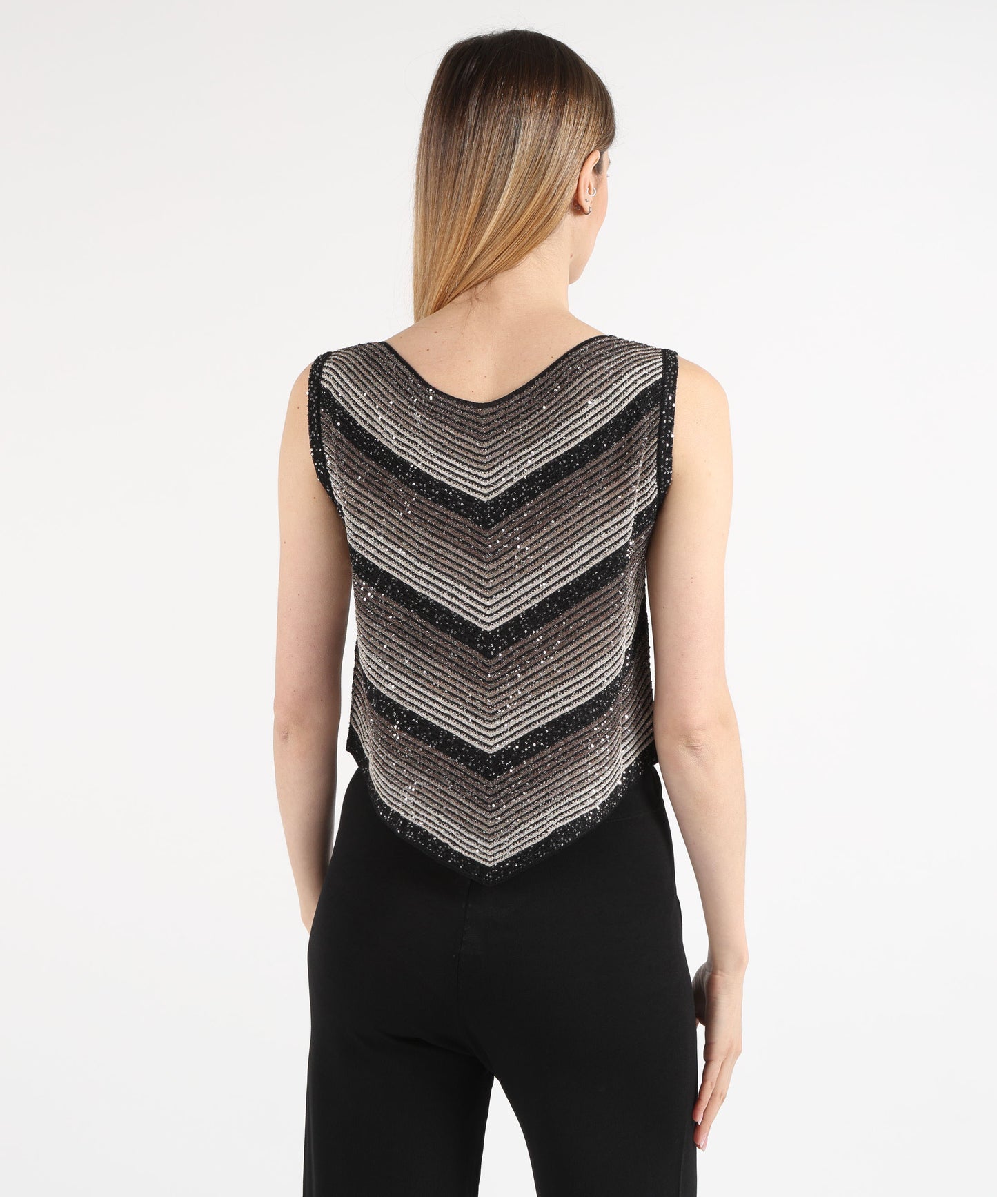 D.EXTERIOR Ribbed Sequin Crop Top