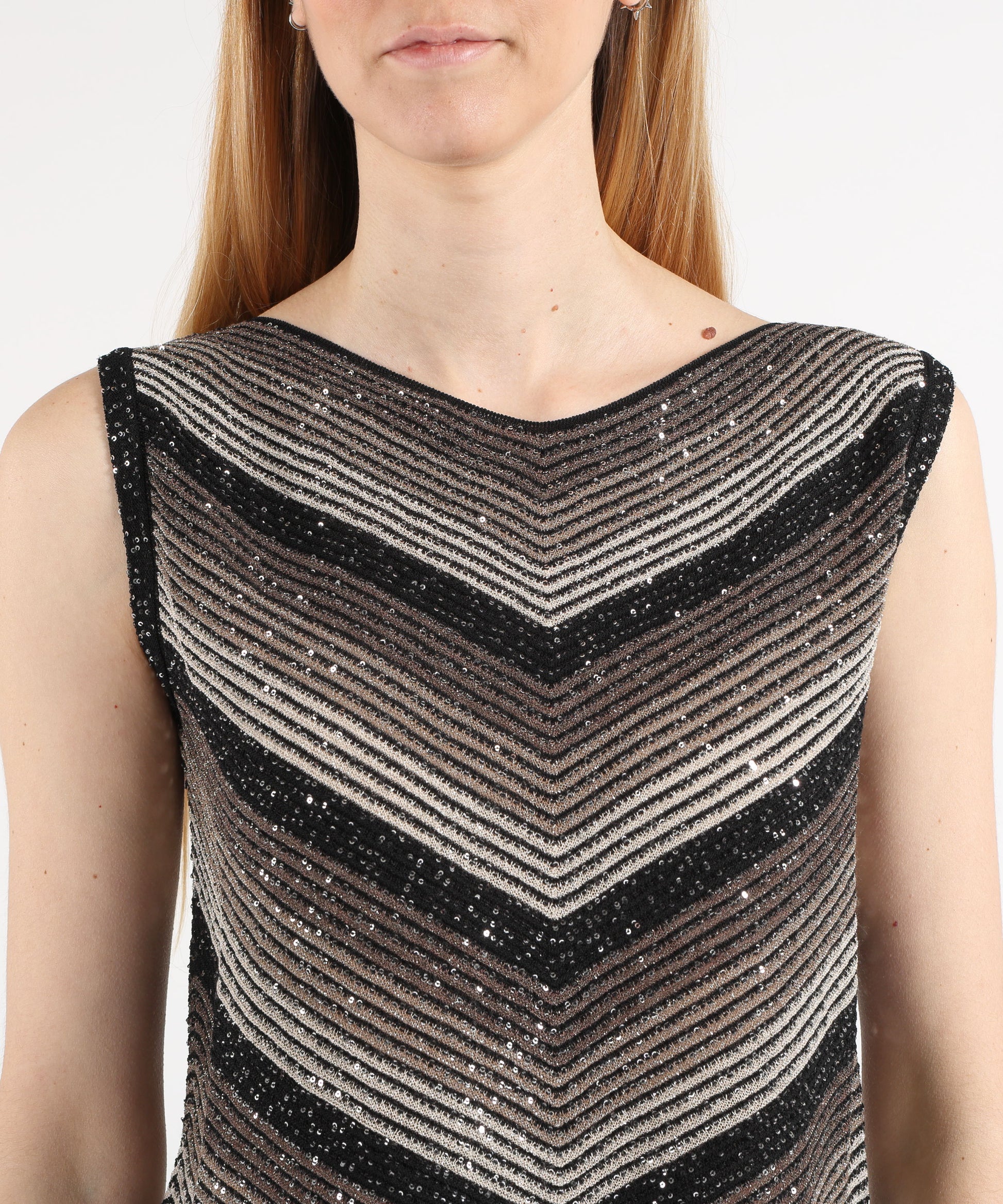 Tops D.EXTERIOR Ribbed Sequin Crop Top Nero | D.EXTERIOR