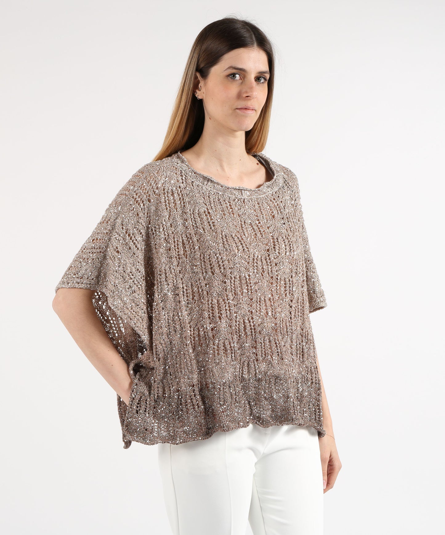 D.EXTERIOR Mantella in Maglia con Paillettes