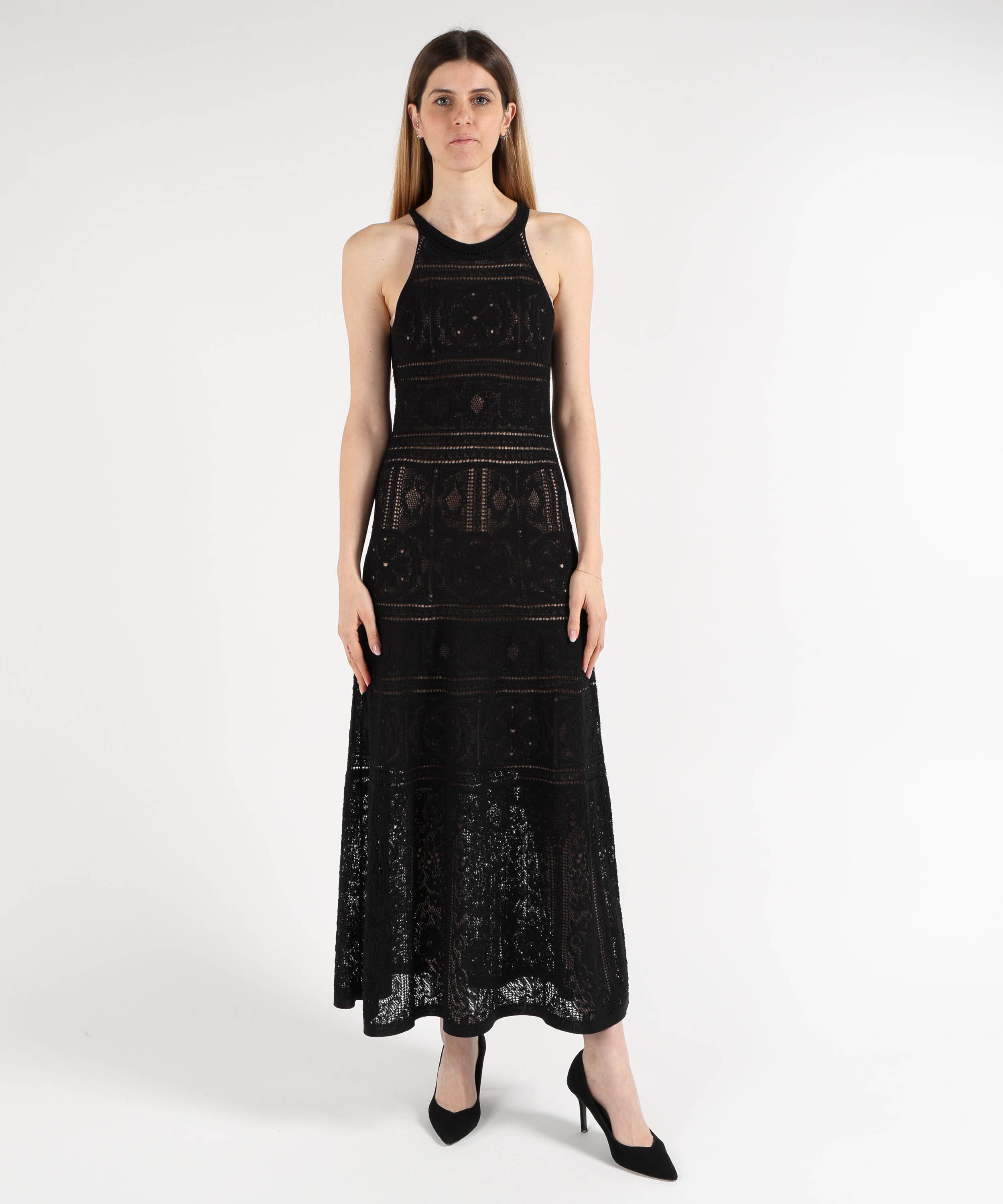 Abiti D.EXTERIOR Abito Lungo in Crochet Nero | D.EXTERIOR