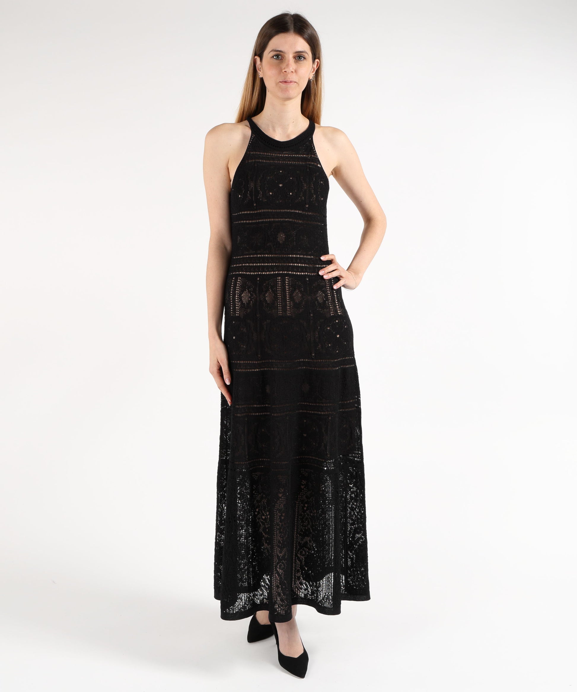 Abiti D.EXTERIOR Abito Lungo in Crochet Nero | D.EXTERIOR