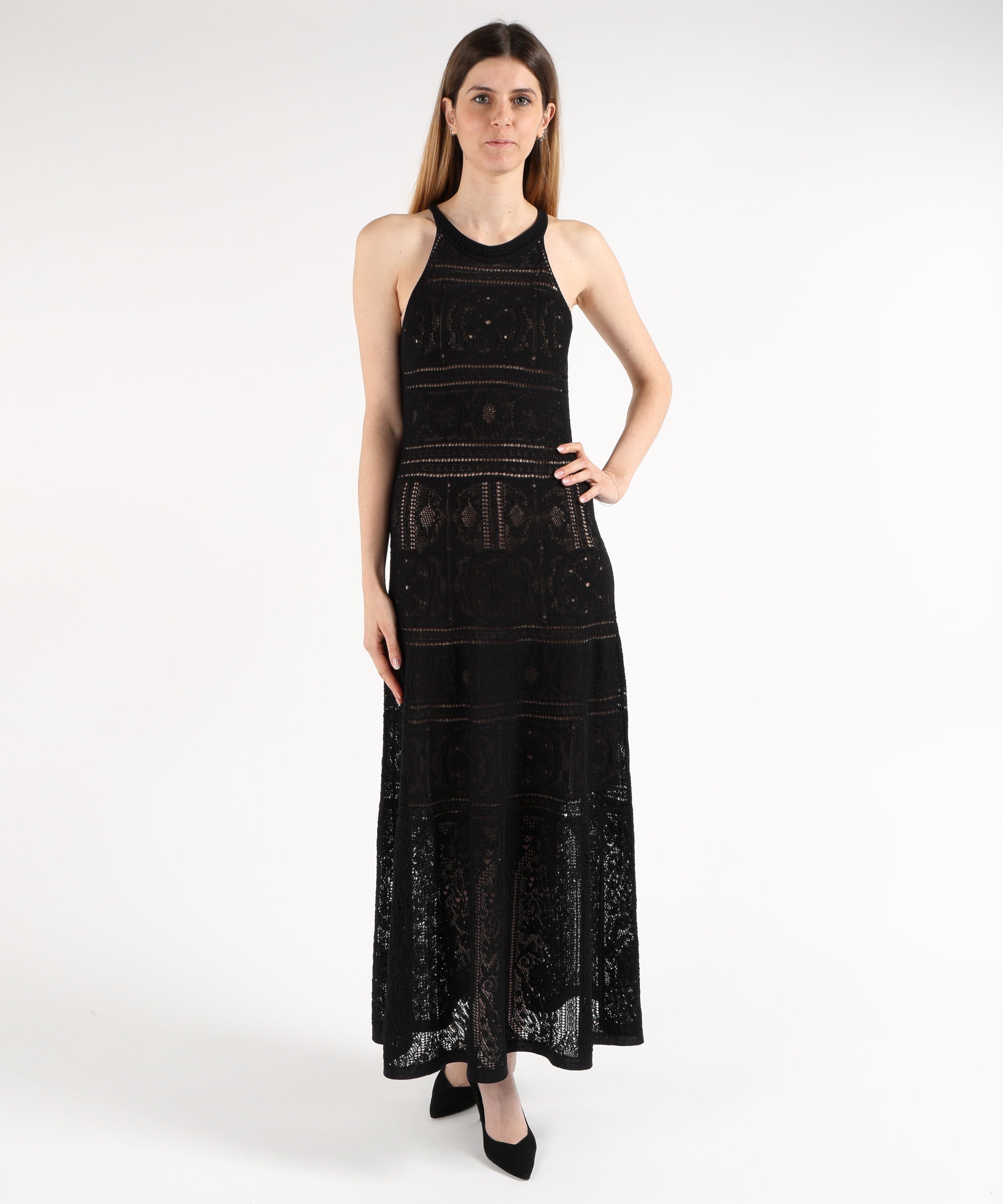 Abiti D.EXTERIOR Abito Lungo in Crochet Nero | D.EXTERIOR
