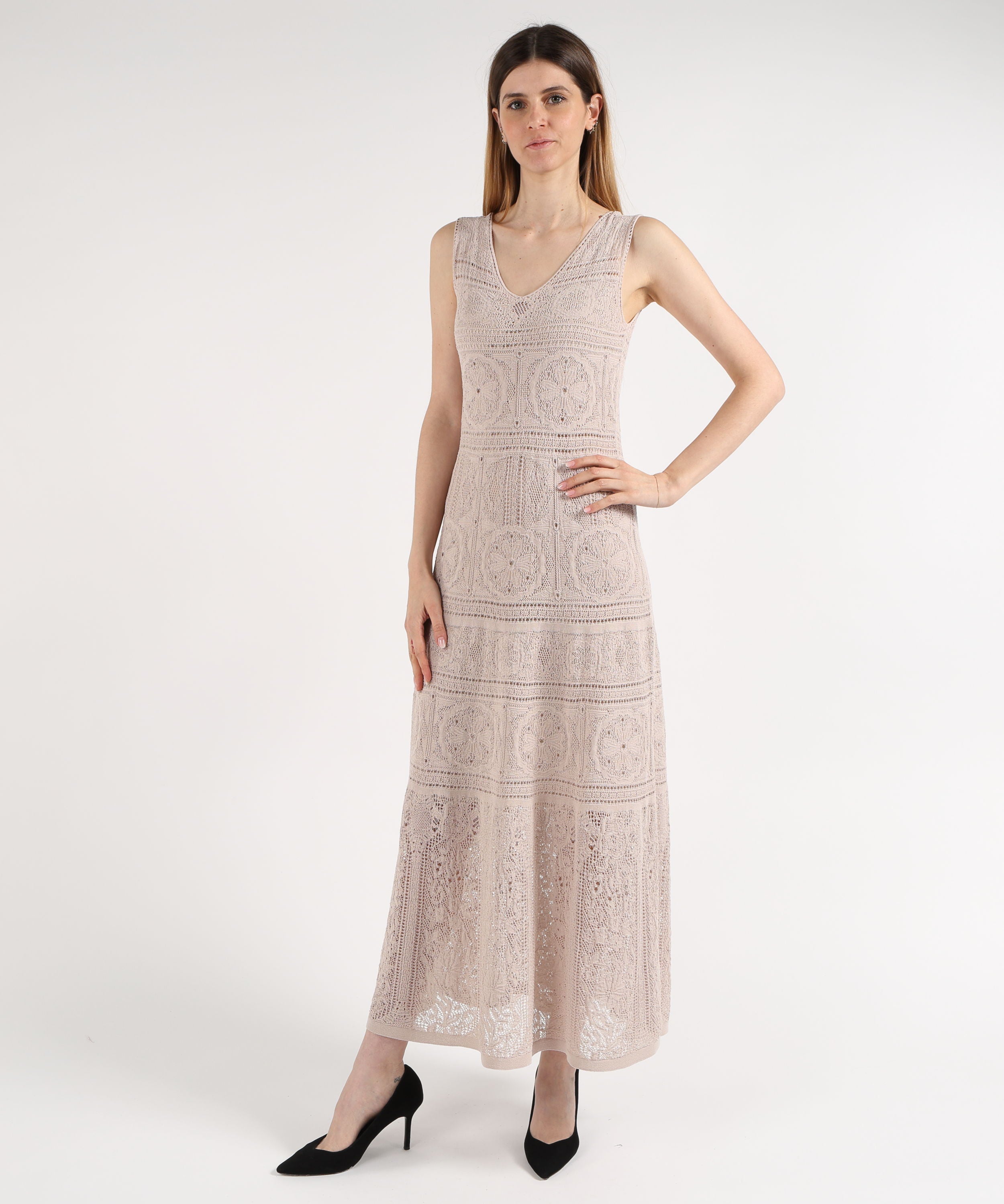 Abiti D.EXTERIOR Abito Lungo in Crochet Panna | D.EXTERIOR