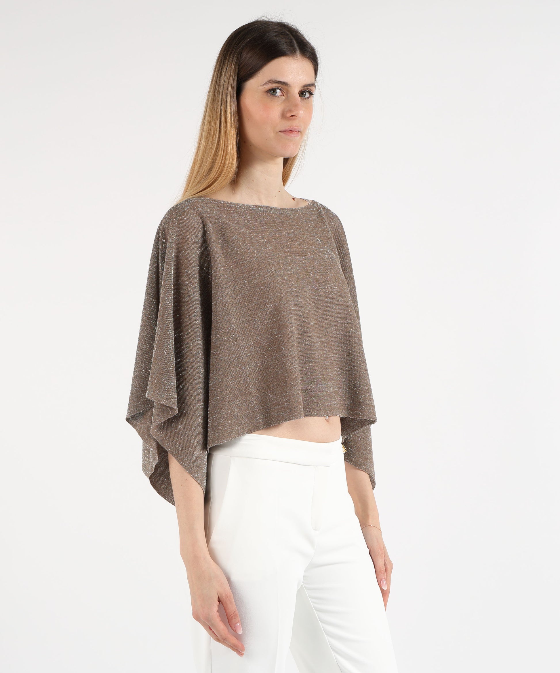 Mantelle D.EXTERIOR Mantella Corta Brillantinata Marrone | D.EXTERIOR