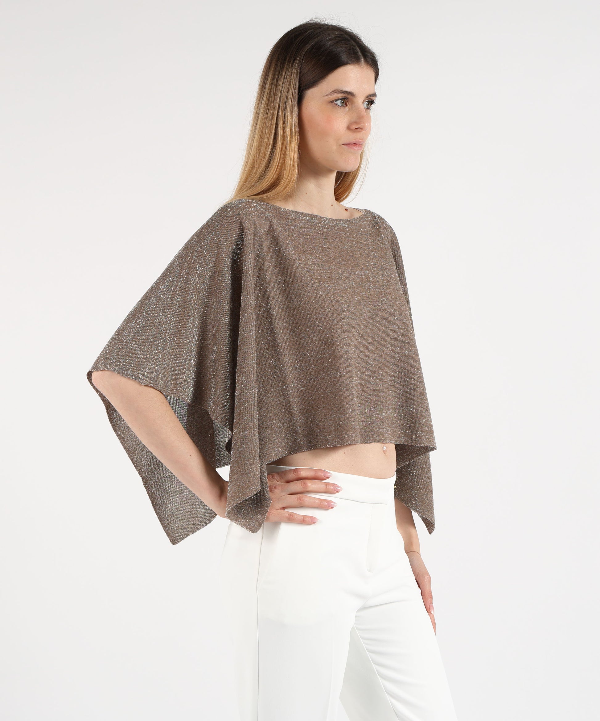 Mantelle D.EXTERIOR Mantella Corta Brillantinata Marrone | D.EXTERIOR