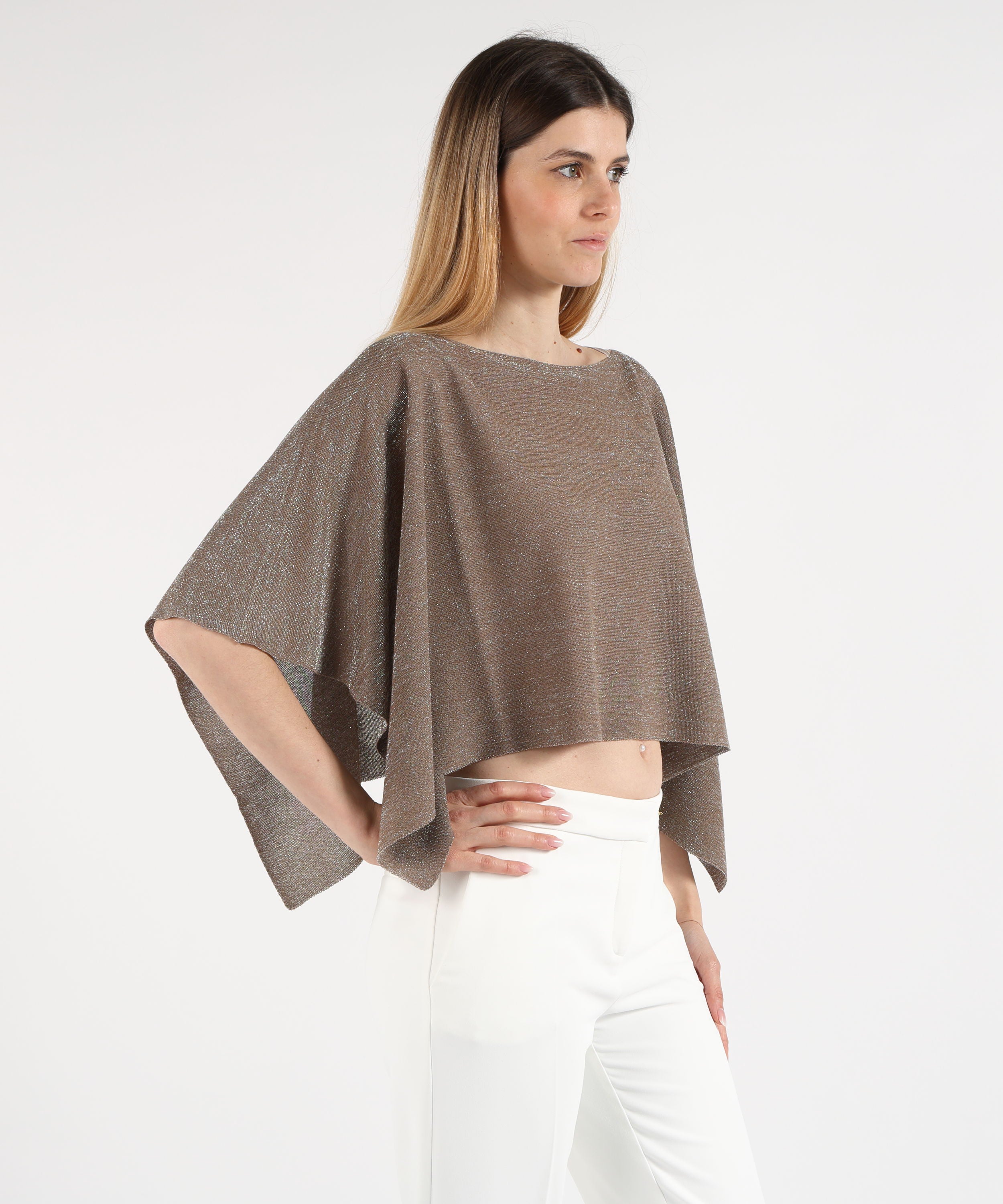 Mantelle D.EXTERIOR Mantella Corta Brillantinata Marrone | D.EXTERIOR