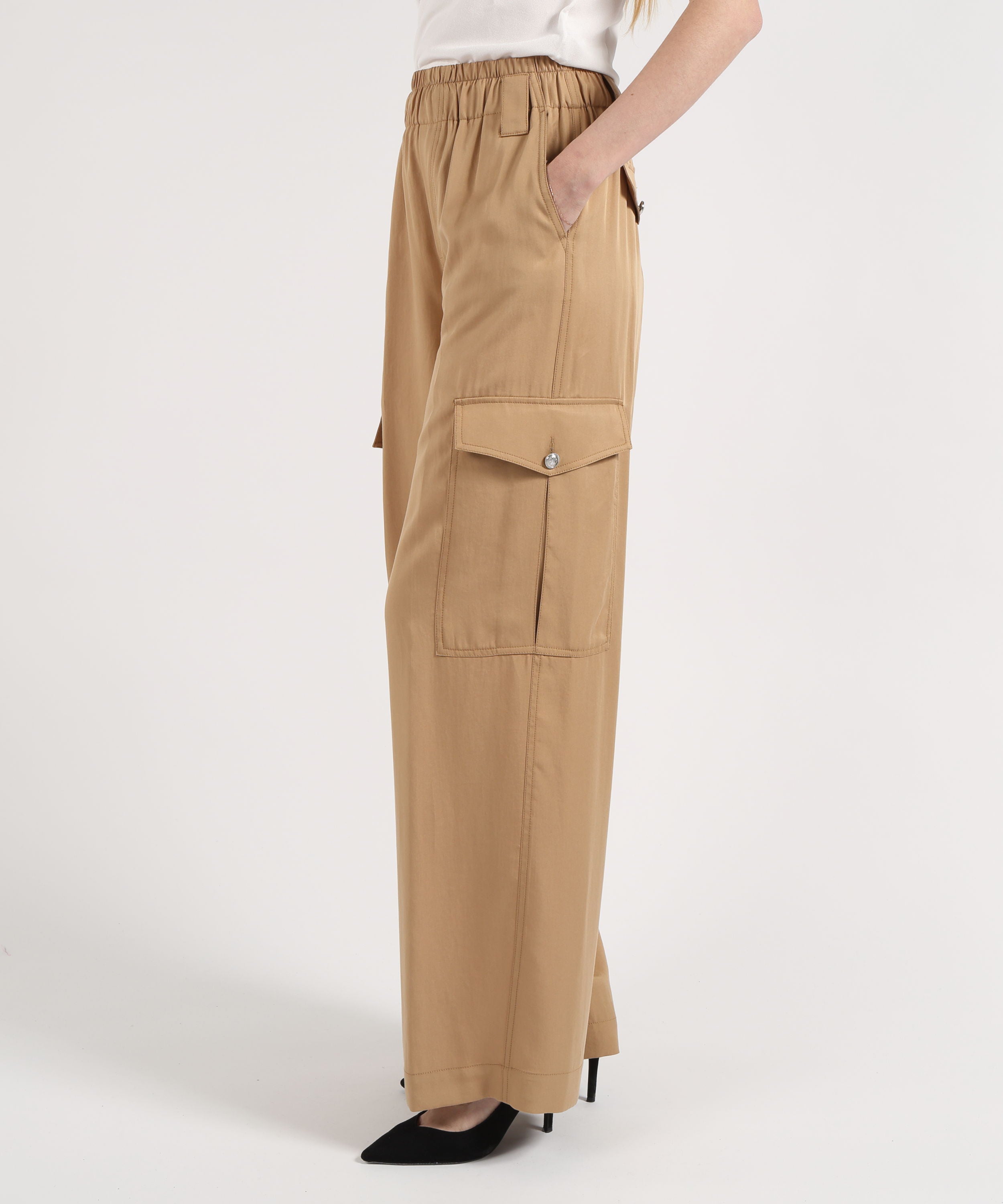 Cargo LIUJO denim Pantalone Cargo Morbido Beige | LIUJO denim
