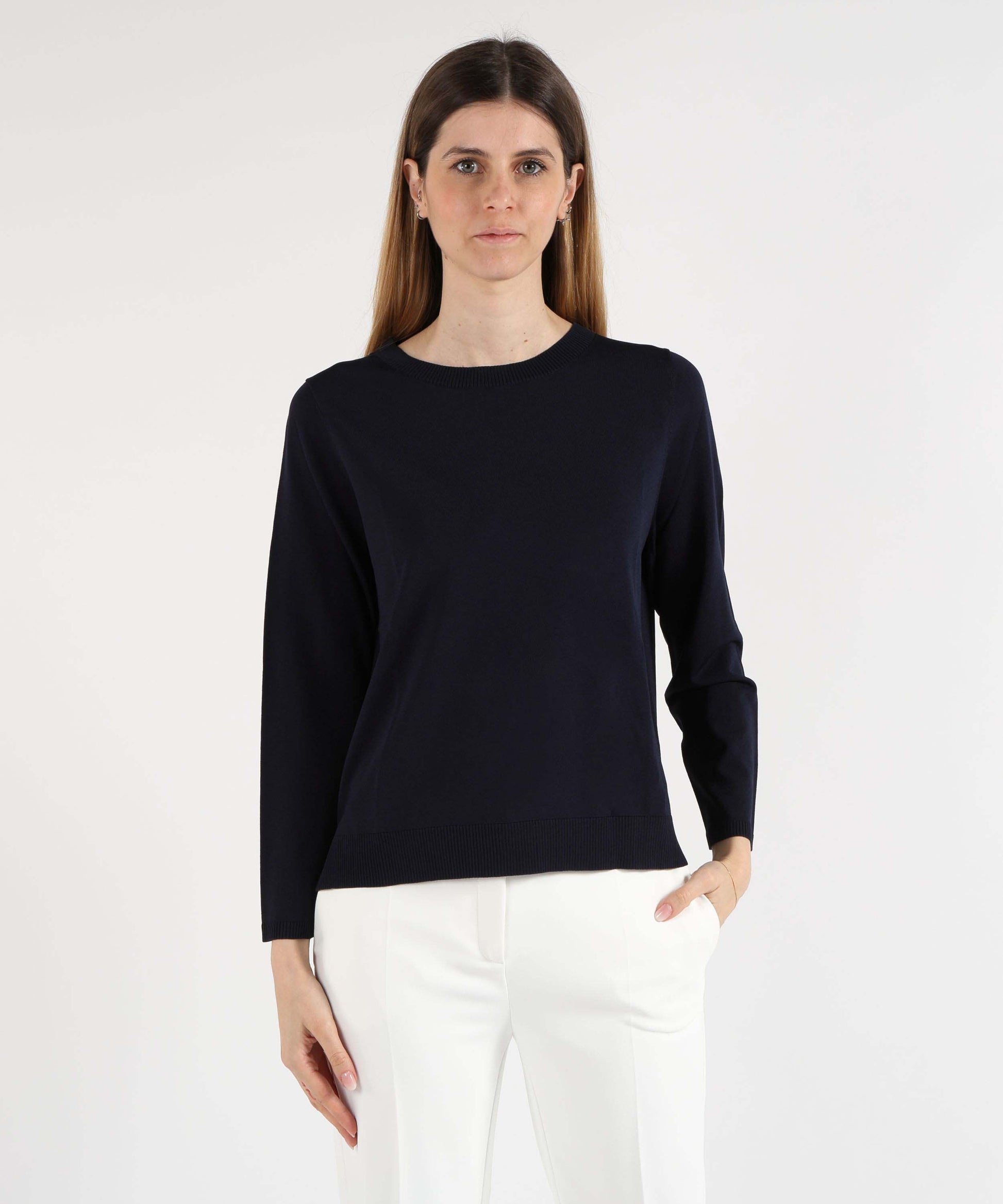Maglie MAIDA MILA Maglia a Manica Lunga con Girocollo Blu navy | MAIDA MILA