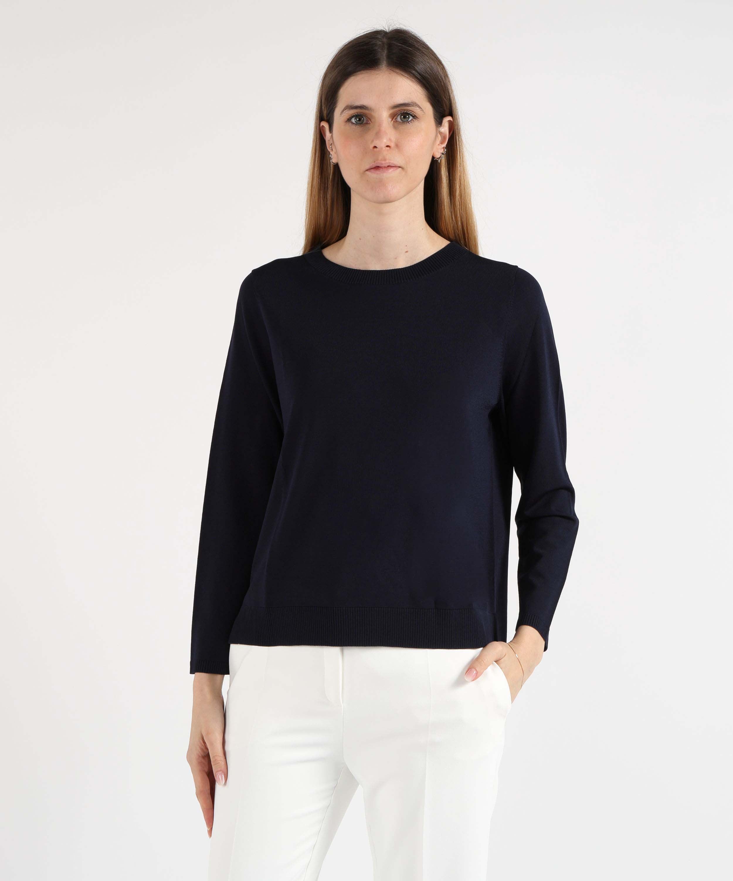 Maglie MAIDA MILA Maglia a Manica Lunga con Girocollo Blu navy | MAIDA MILA