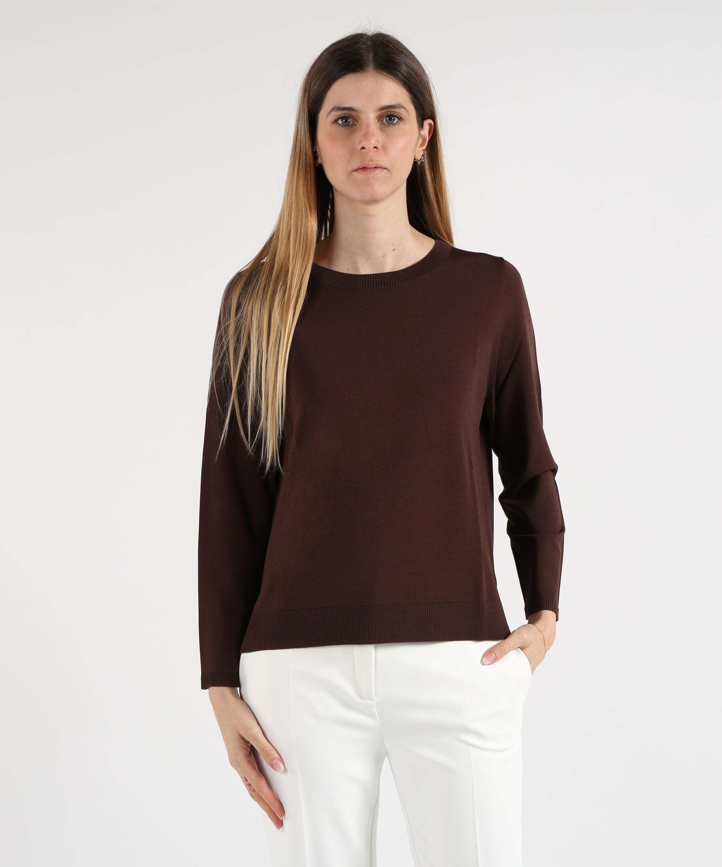 Maglie MAIDA MILA Maglia a Manica Lunga con Girocollo Bruno | MAIDA MILA