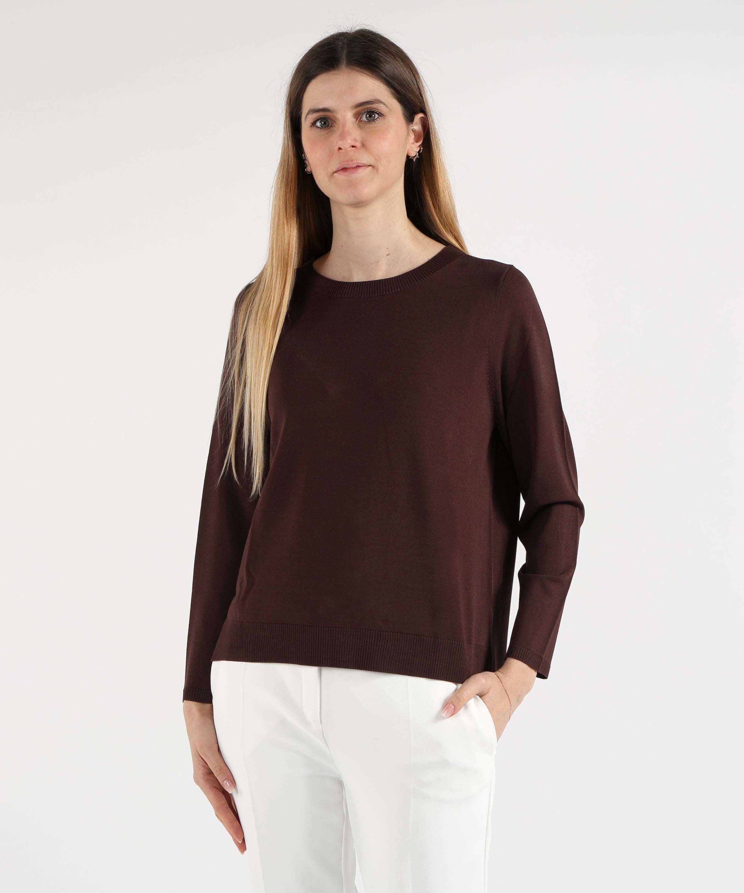 Maglie MAIDA MILA Maglia a Manica Lunga con Girocollo Bruno | MAIDA MILA