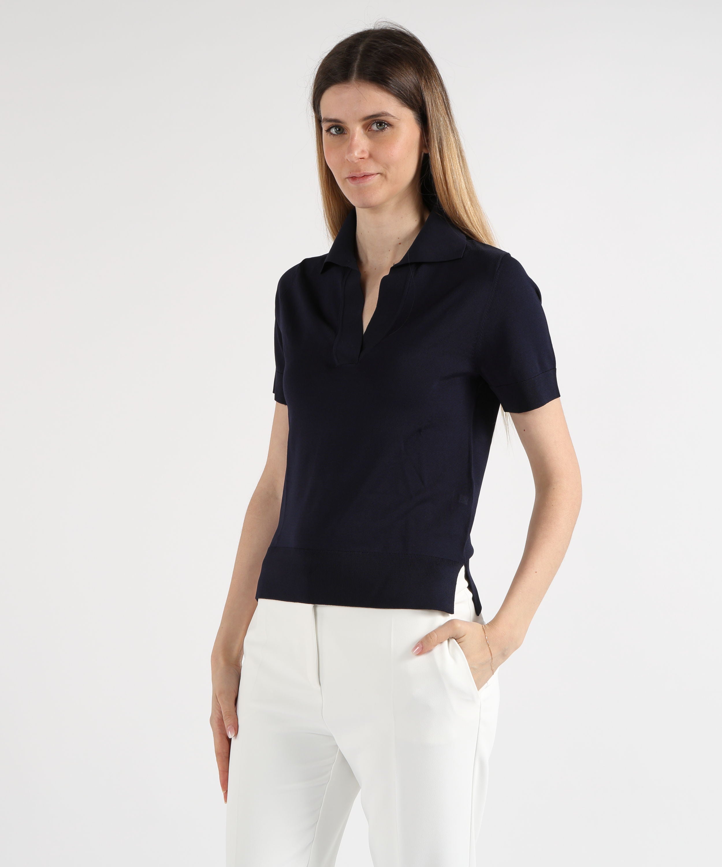 Polo shirts MAIDA MILA Soft Polo with Elastic Details Blu navy | MAIDA MILA