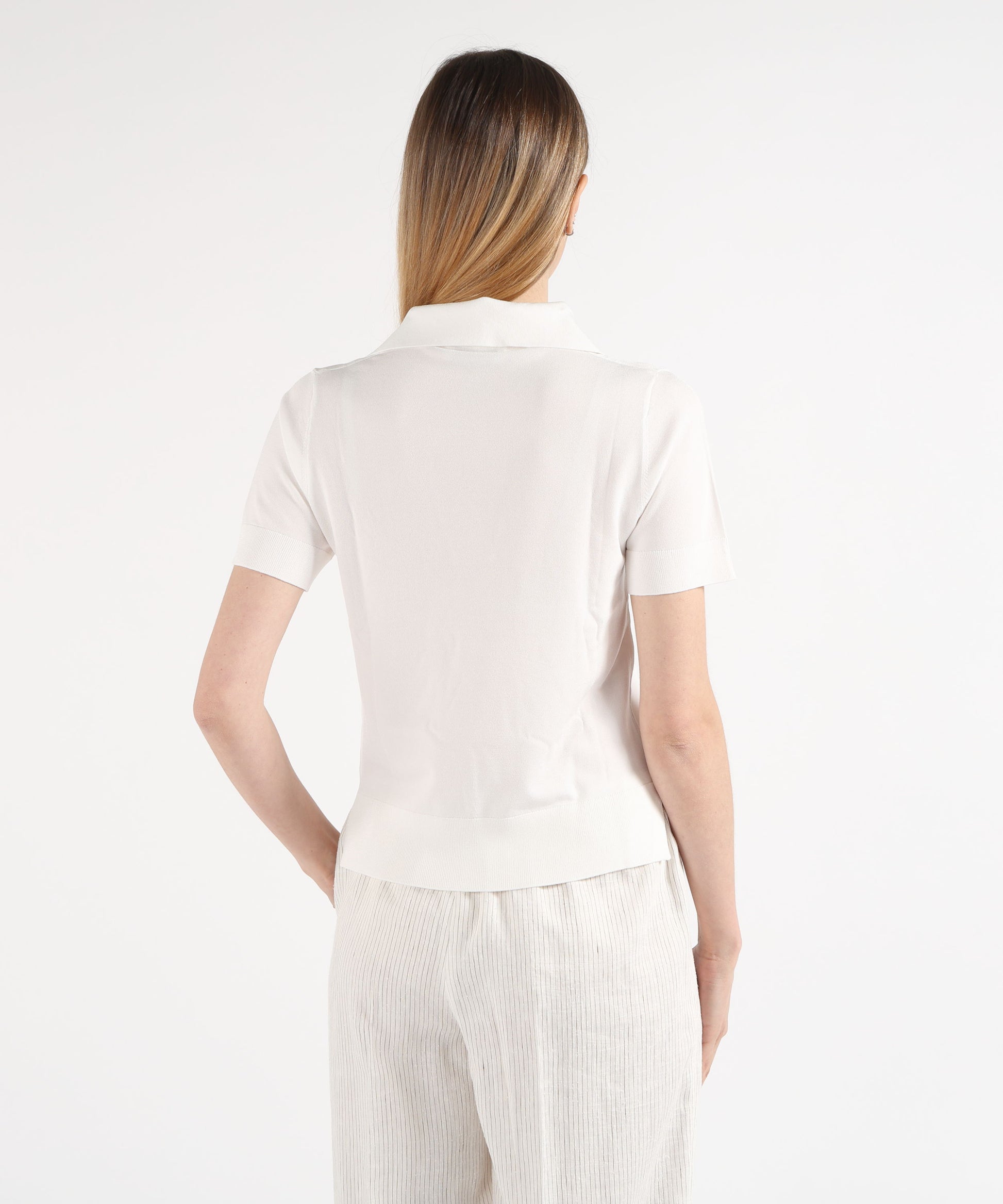 Polo shirts MAIDA MILA Soft Polo with Elastic Details Bianco | MAIDA MILA