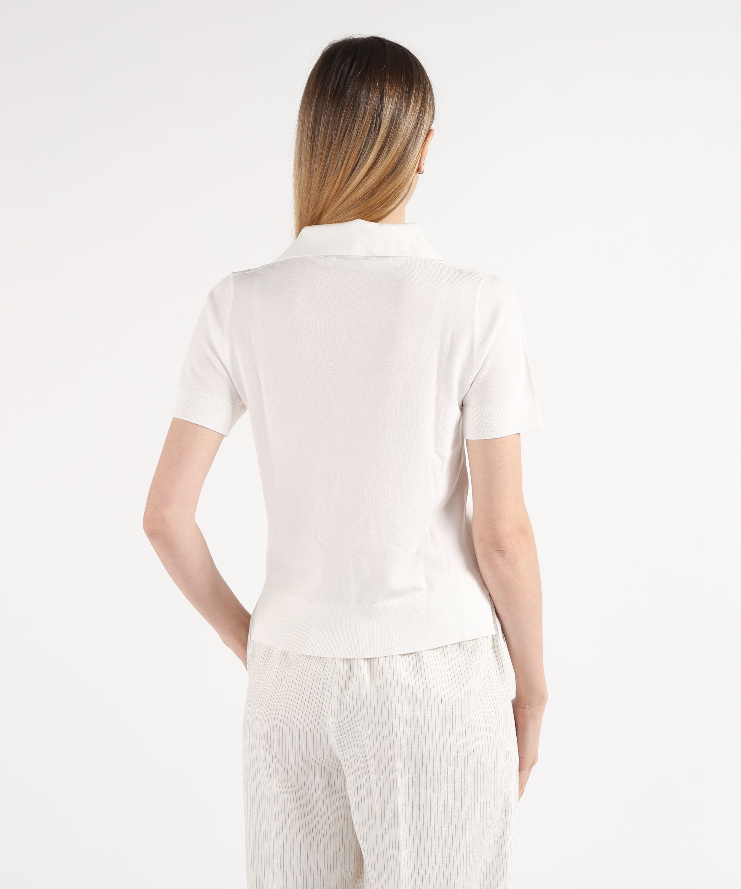 Polo shirts MAIDA MILA Soft Polo with Elastic Details Bianco | MAIDA MILA