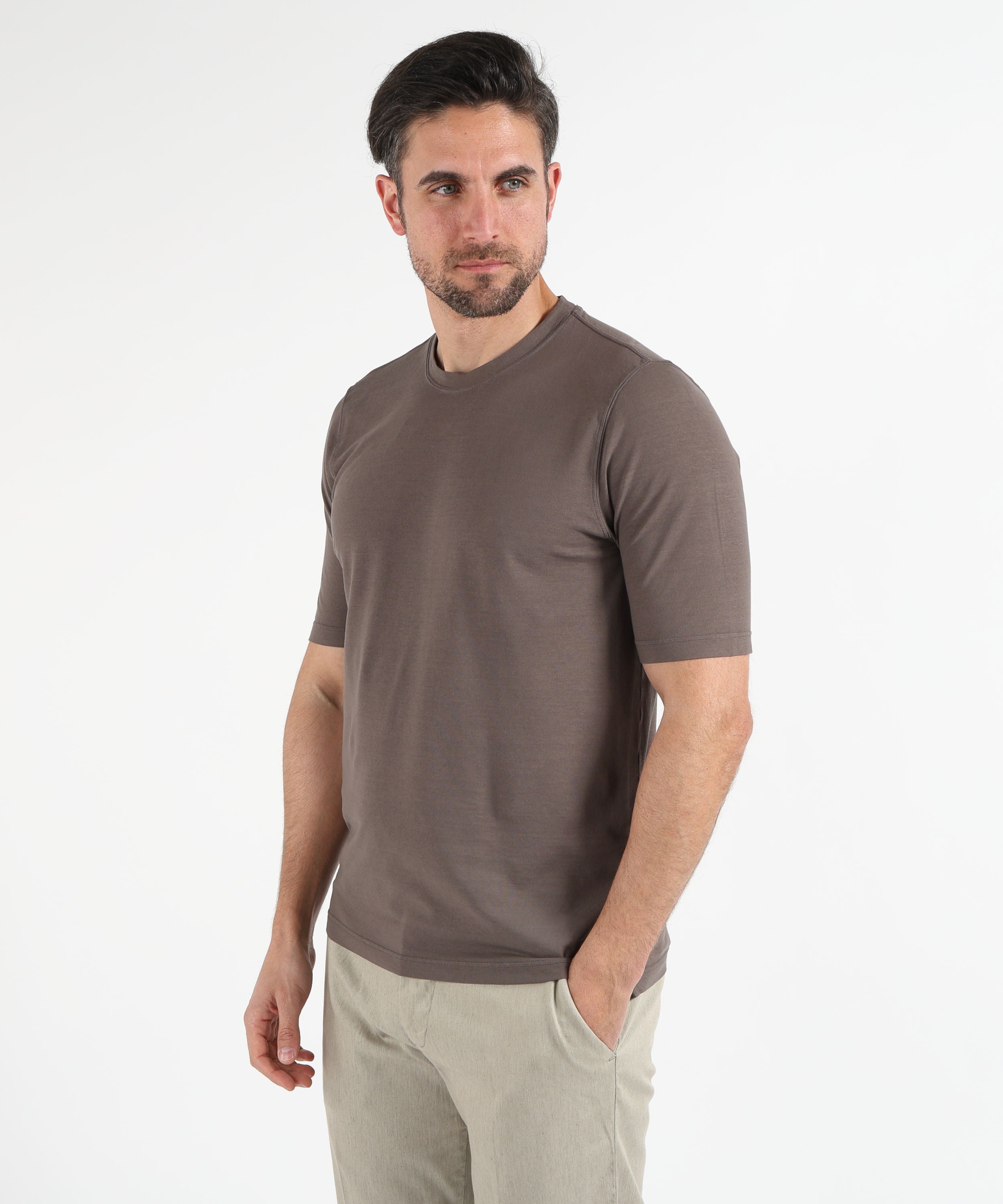 T-shirt GRAN SASSO T-Shirt Uomo Sottogiacca – Manica Corta Marrone | GRAN SASSO