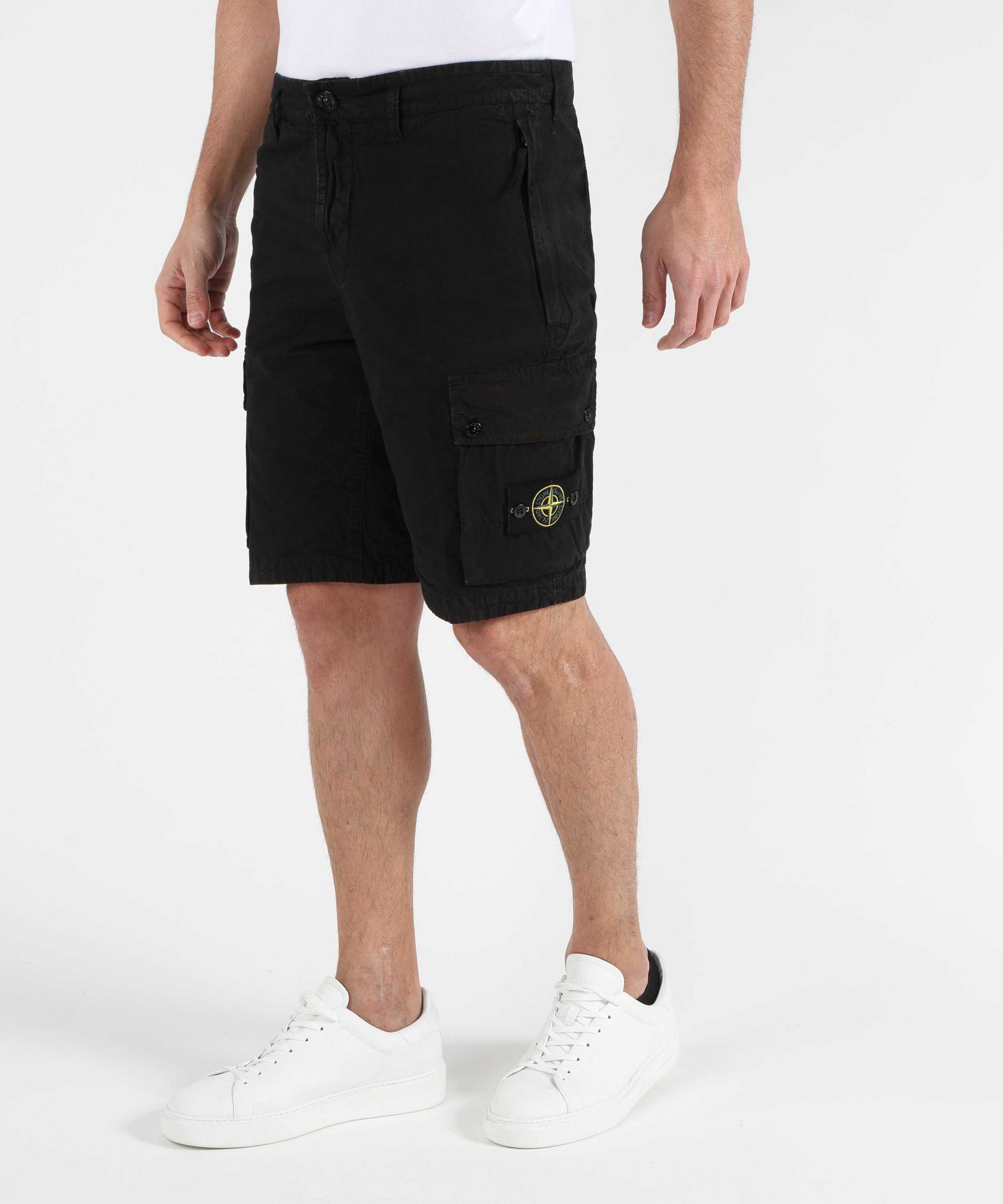 Bermudas STONE ISLAND BRUSHED ORGANIC COTTON CANVAS 'OLD' EFFECT Nero | STONE ISLAND