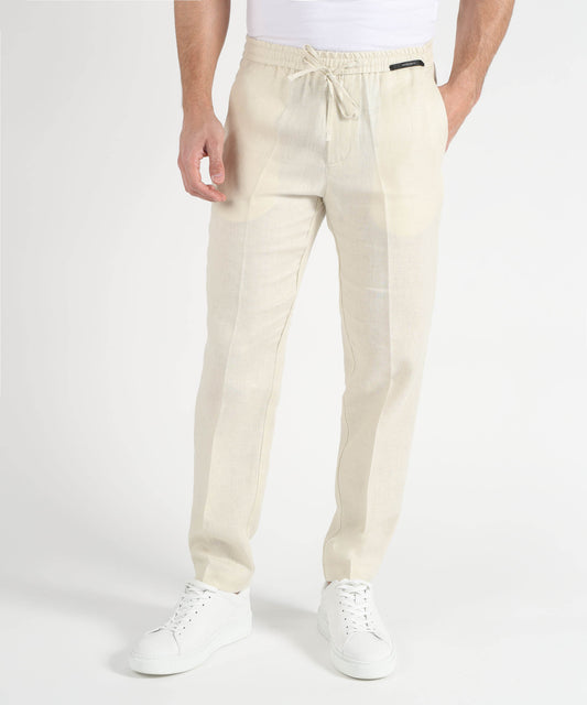 Pantaloni MICHAEL COAL Pantalone in lino Panna | MICHAEL COAL