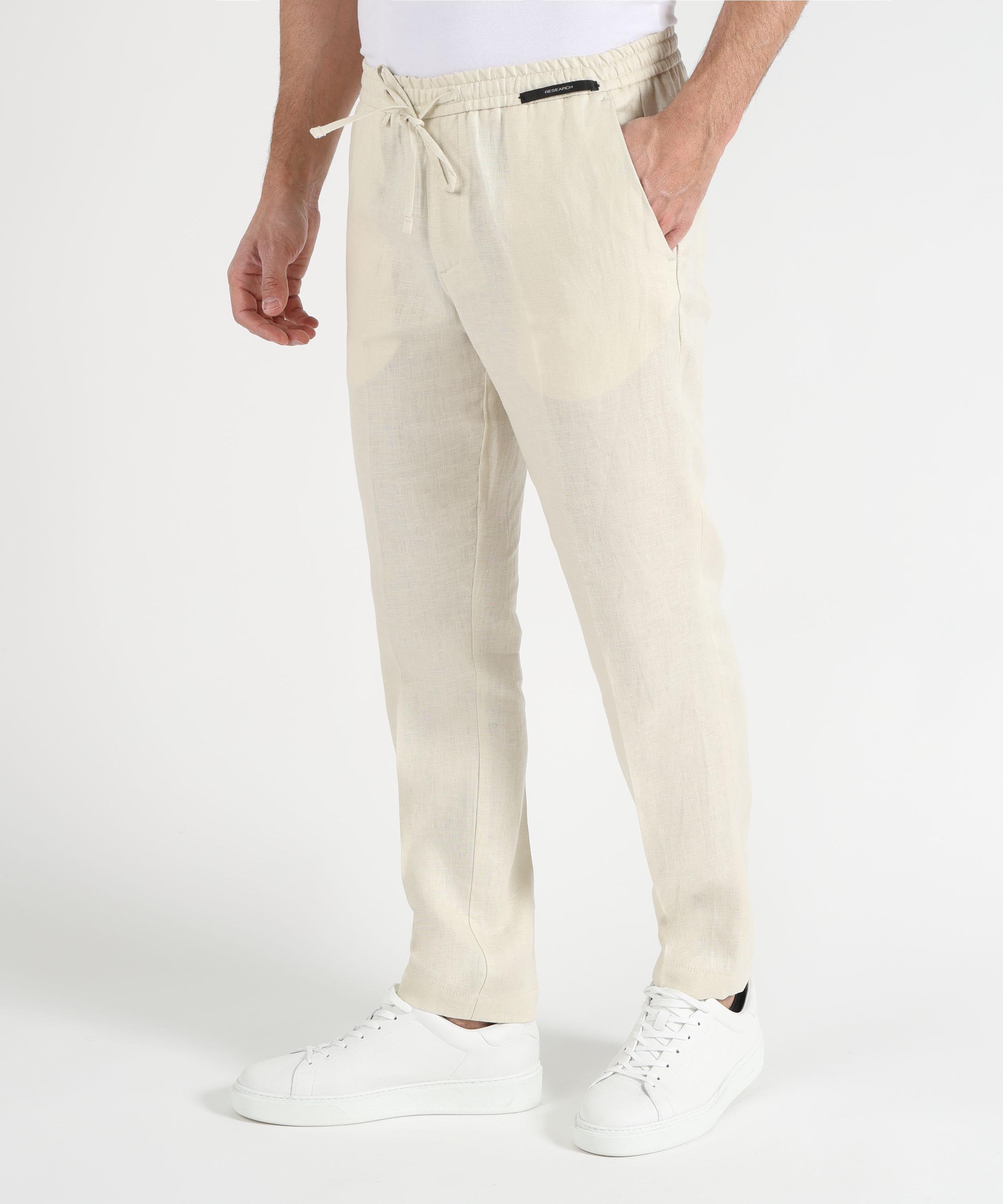 Pantaloni MICHAEL COAL Pantalone in lino Panna | MICHAEL COAL